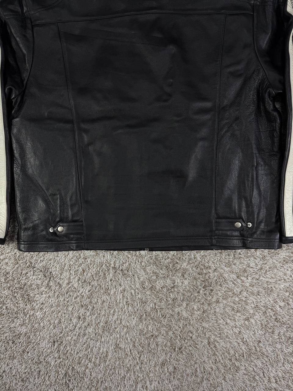 Genuine Leather Leather Works Genuine Leather Biker Jacket White Stripes Size US XXL / EU 58 / 5 - 14 Thumbnail