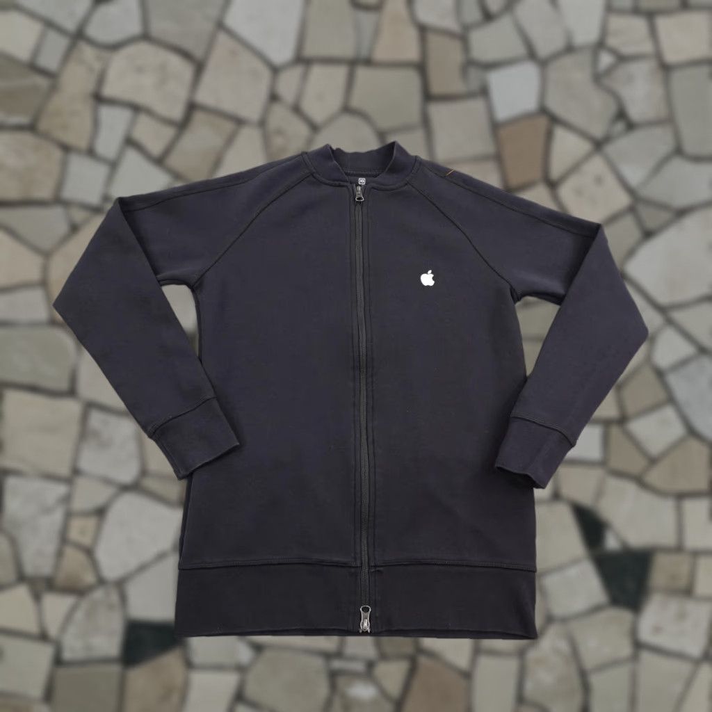 Apple Apple Jacket Mens XS Black Full Zip Bomber Jacket Knit Cotton Blend Pockets Logo Zipper Solid Casual Workwear Mens Size US XS / EU 42 / 0 - 1 Thumbnail
