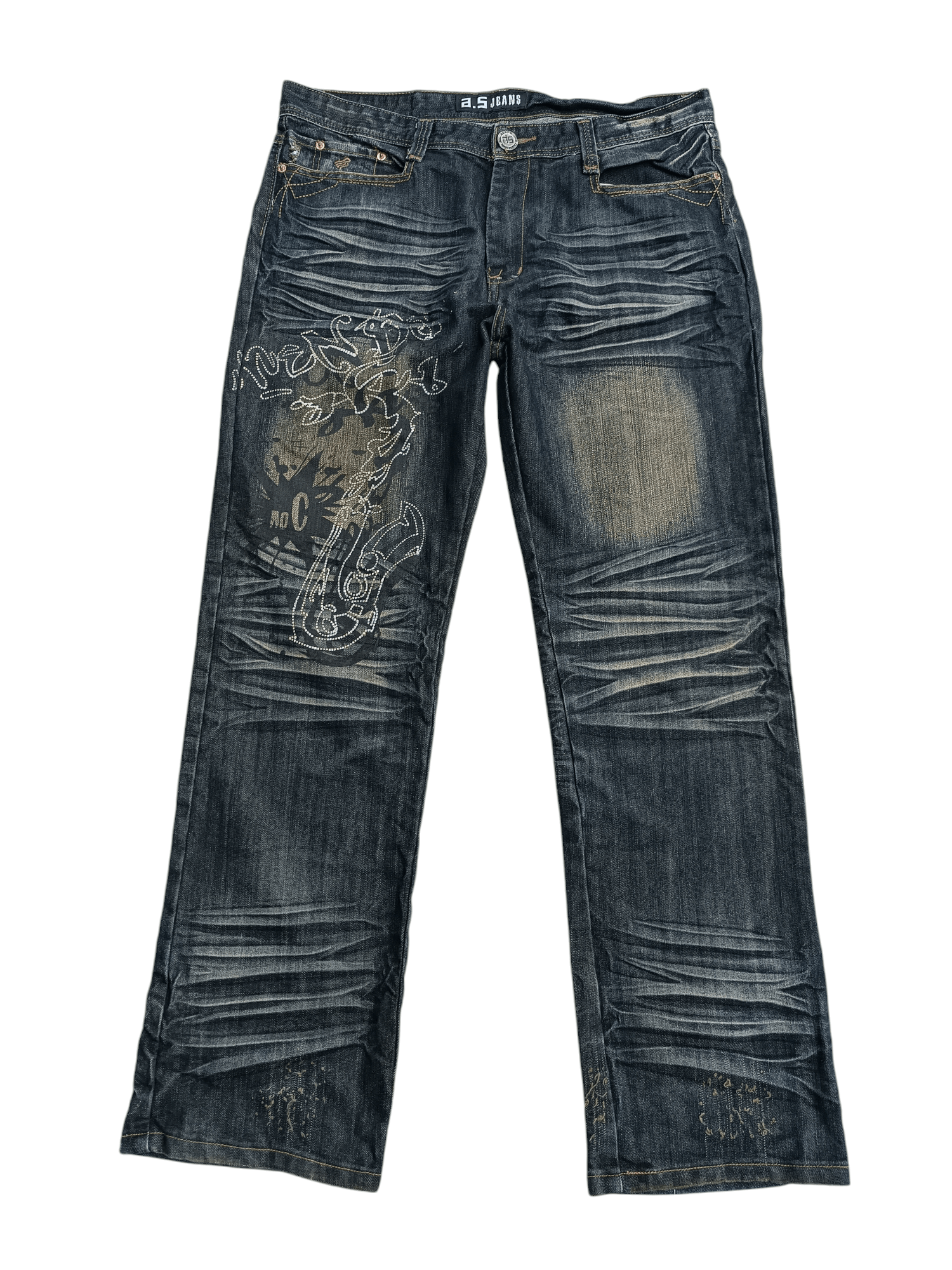 Japanese Brand RARE 🔥 A.S Aston Jeans Whiskers Print & Embroidery Denim Size US 36 / EU 52 - 1 Thumbnail