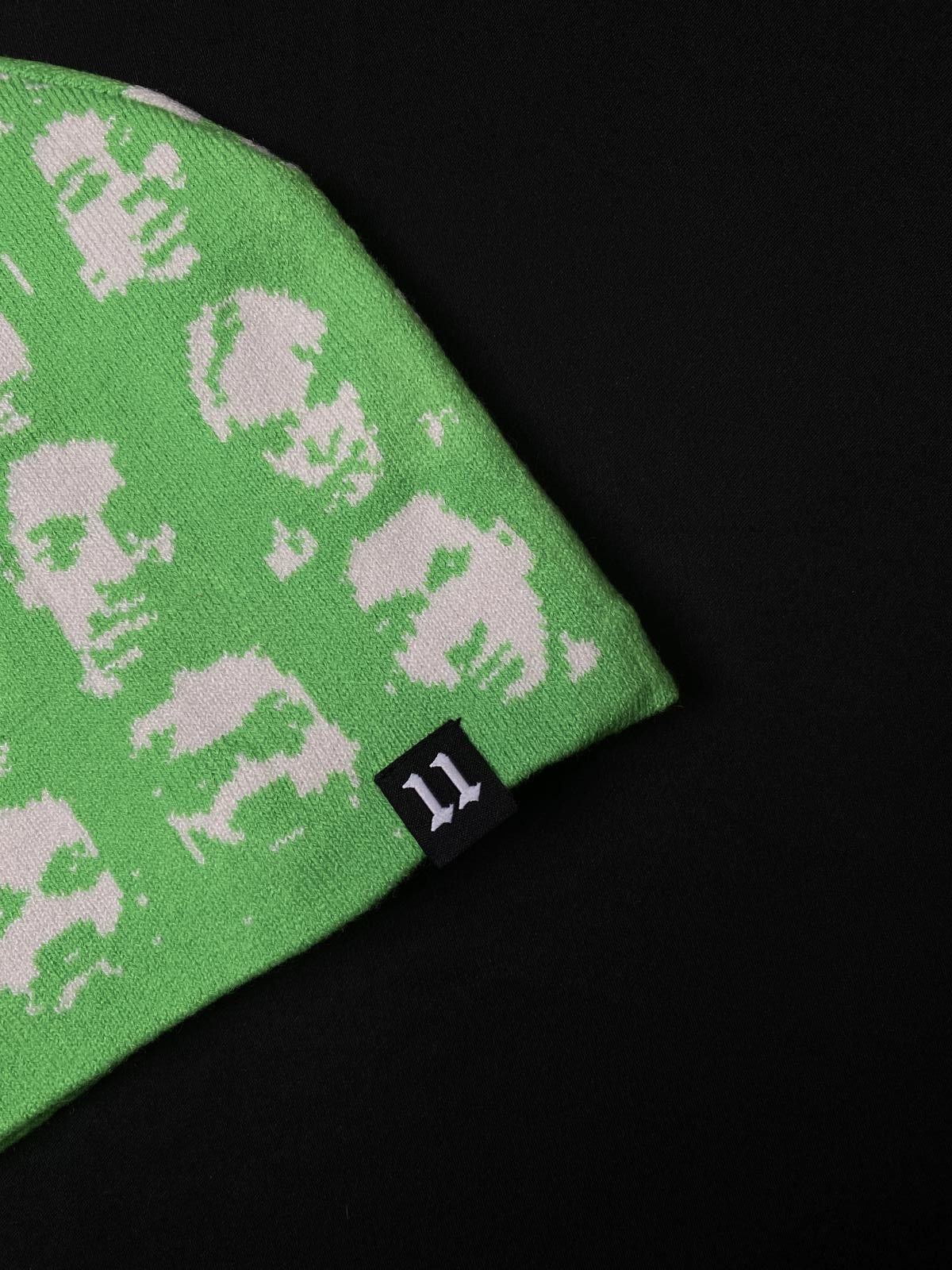 Japanese Brand Deadstock Faces Graphic No Cuff Knit Green Beanie Hats OS Size ONE SIZE - 2 Thumbnail