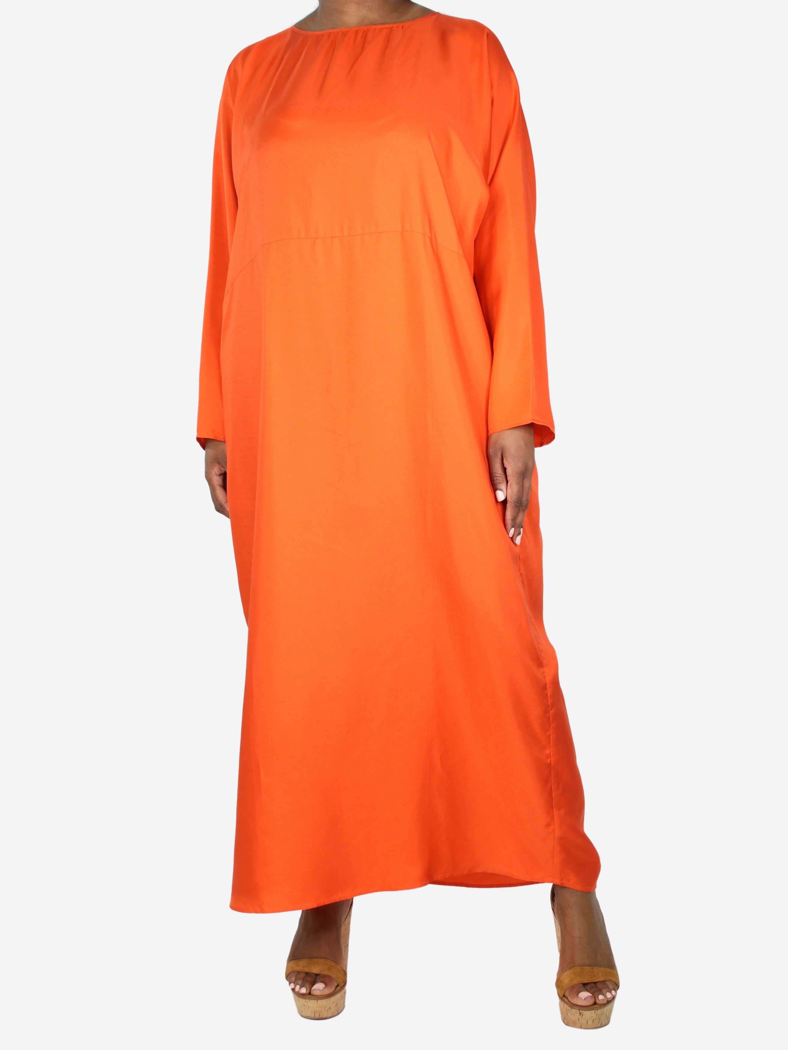 image of Asceno Red Oversized Silk Midi Dress - Size M, Women's