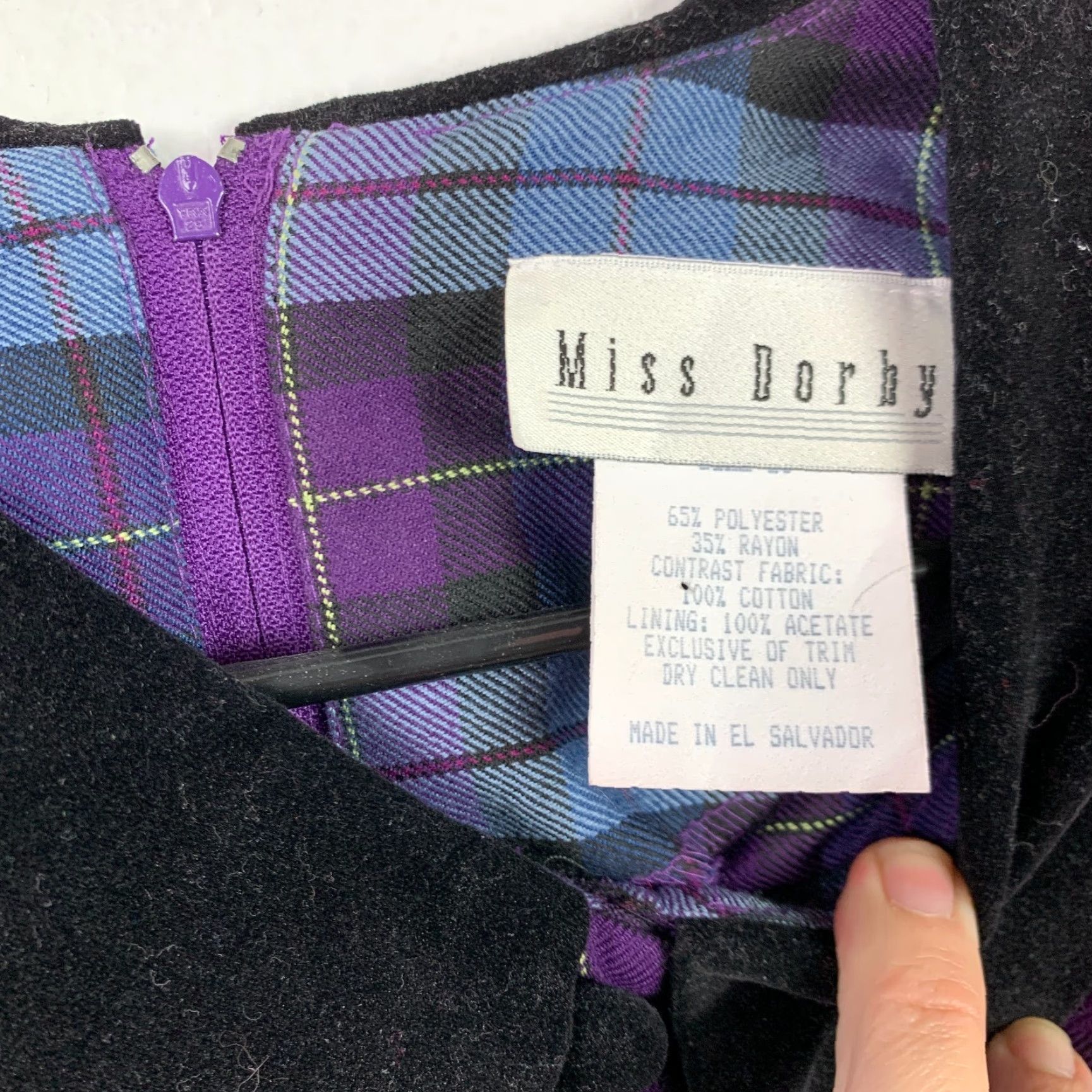 Vintage VINTAGE Miss Dorby Plaid Purple Collared Modest Long Sleeve Dress 10 80s Prairie 65% Polyester 35% Rayon Womens Size L / US 10 / IT 46 - 3 Thumbnail