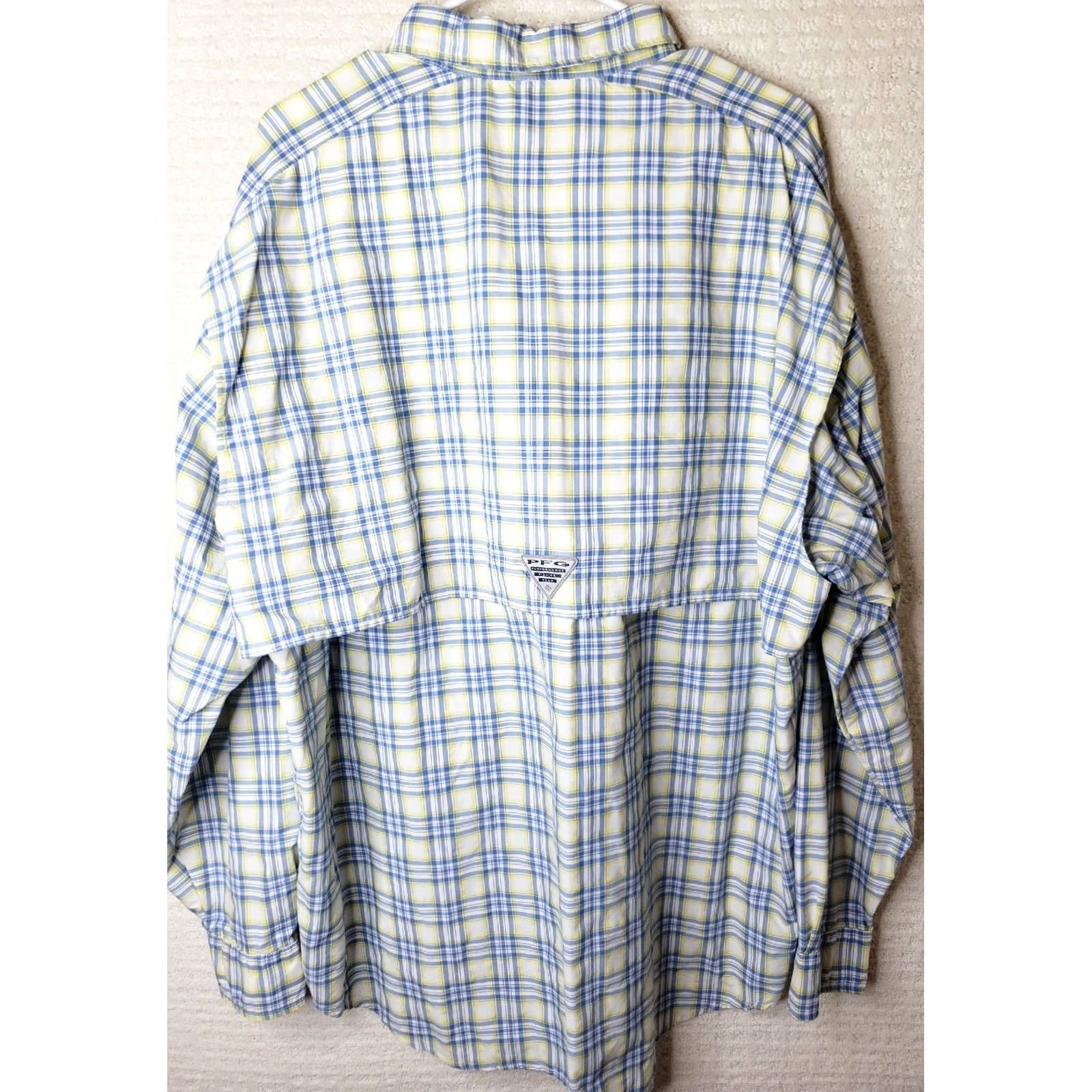 Vintage VINTAGE COLUMBIA PFG Shirt Mens XL Blue Yellow Plaid Long Sleeve OMNI-SHADE Size US XL / EU 56 / 4 - 7 Thumbnail