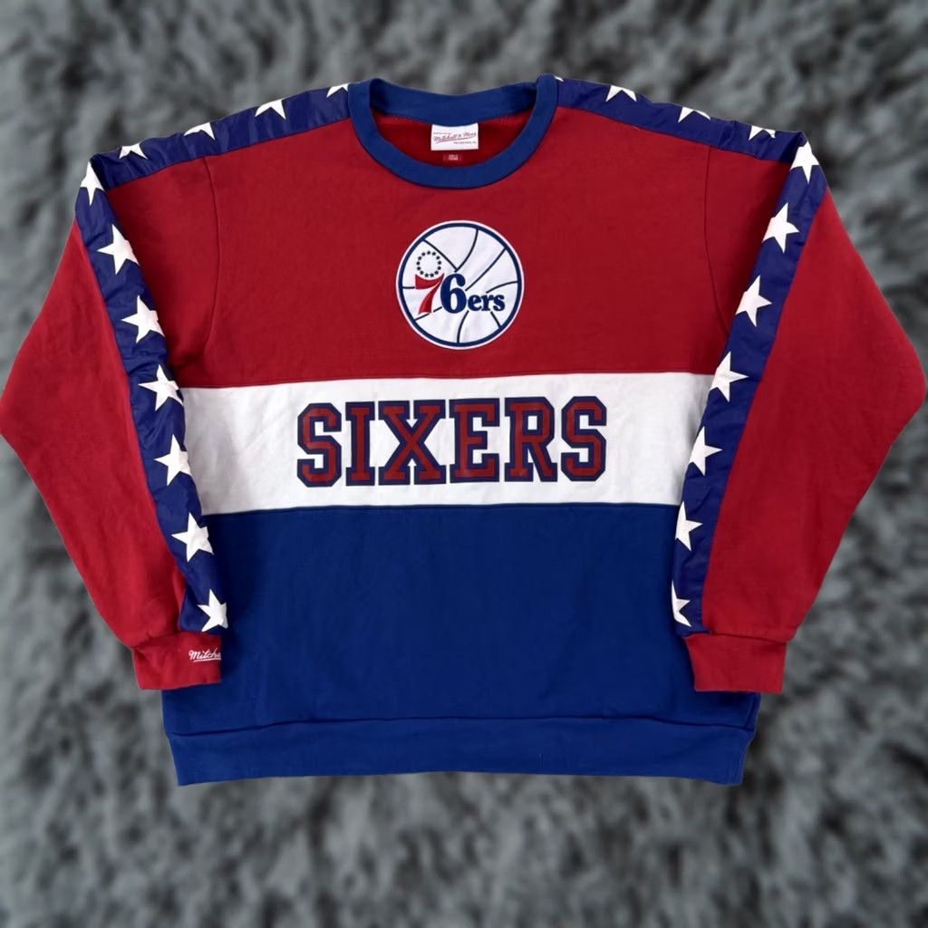Mitchell & Ness VINTAGE Philadelphia 76ers Sweatshirt Mens 2XL NBA Mitchell & Ness Shirt Graphic Print Logo 90s Mens Size US XXL / EU 58 / 5 - 1 Thumbnail