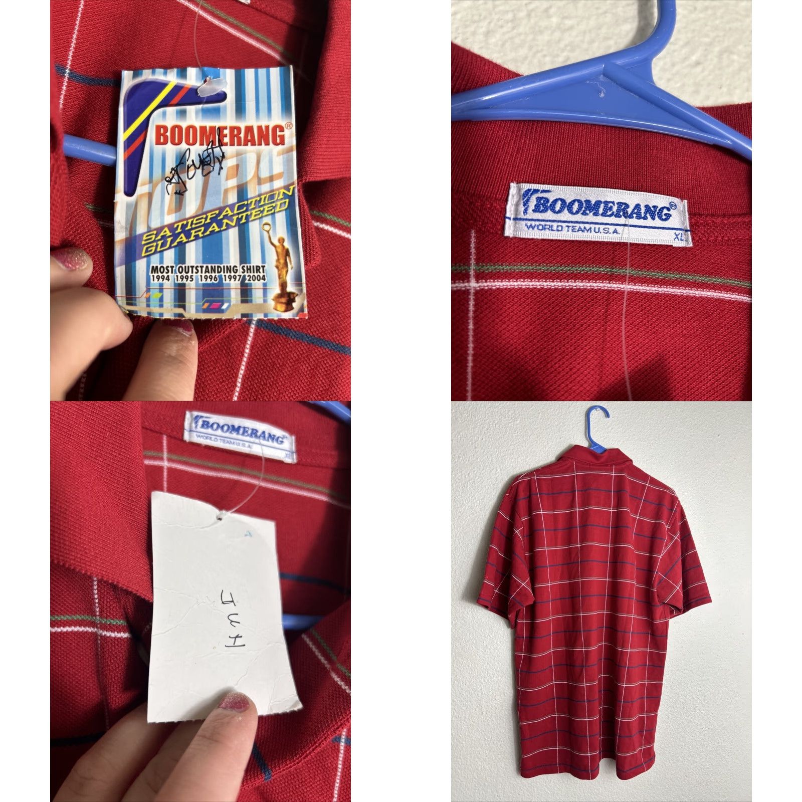 Vintage VINTAGE Boomerang Polo Shirt Striped Short Sleeve Red XL Mens Size US XL / EU 56 / 4 - 8 Thumbnail