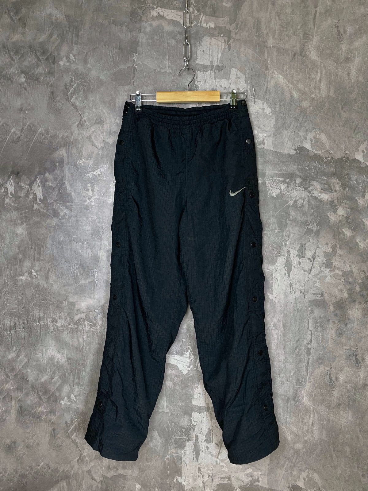 Nike × Vintage Vintage 90s Nike Snap Button Side Track Pants Size US 32 / EU 48 - 1 Thumbnail