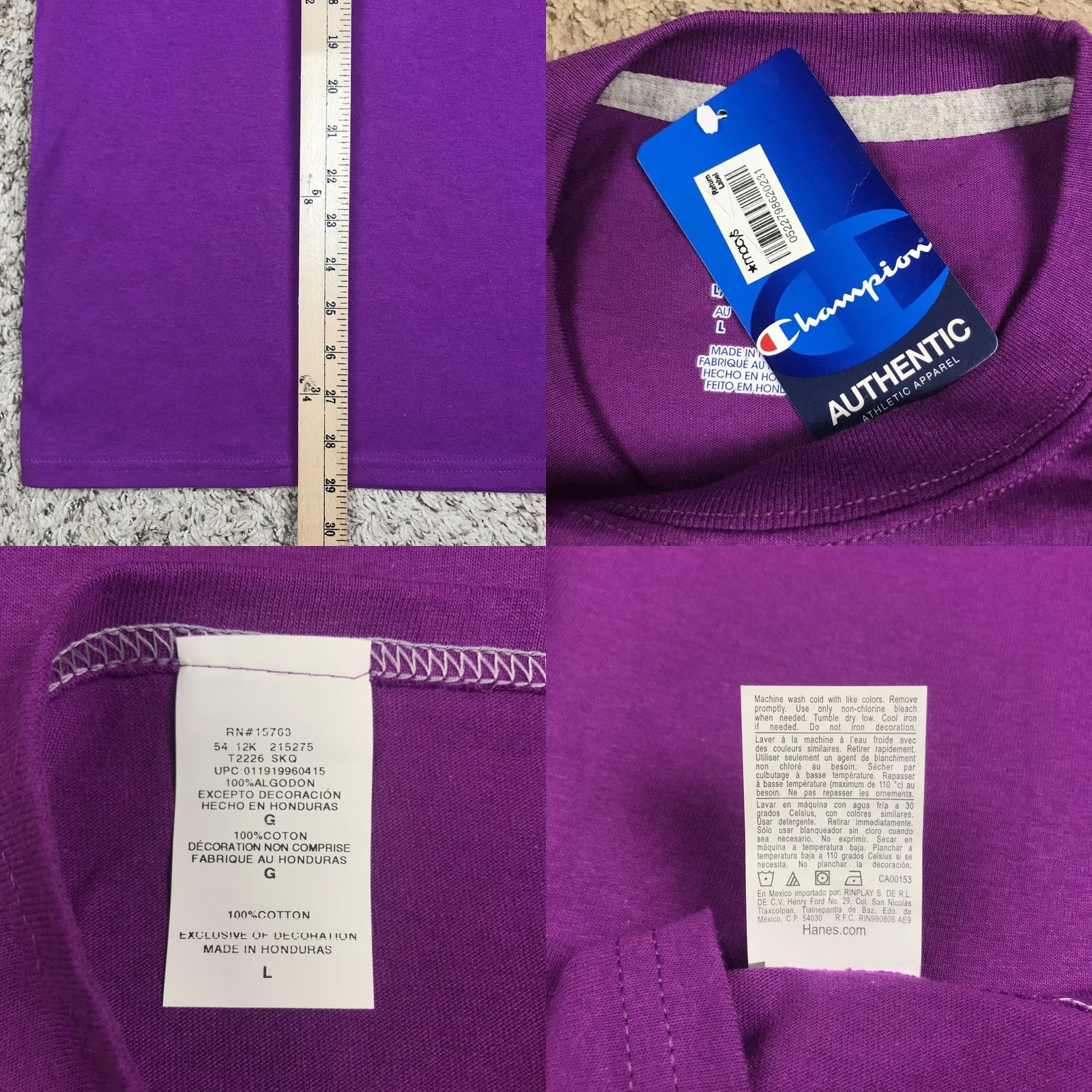 Champion VINTAGE? No — Champion Shirt Mens Large Purple Short Sleeve T-Shirt Embroidered Logo Size US L / EU 52-54 / 3 - 8 Thumbnail