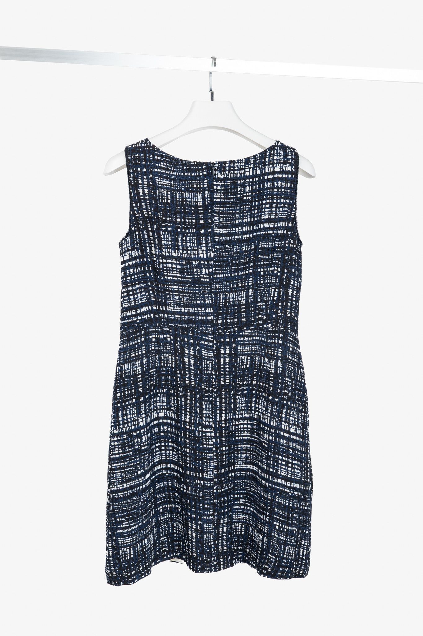 Escada Escada Divatu Navy Plaid Crepe Mini Dress Size M / US 6-8 / IT 42-44 - 2 Thumbnail