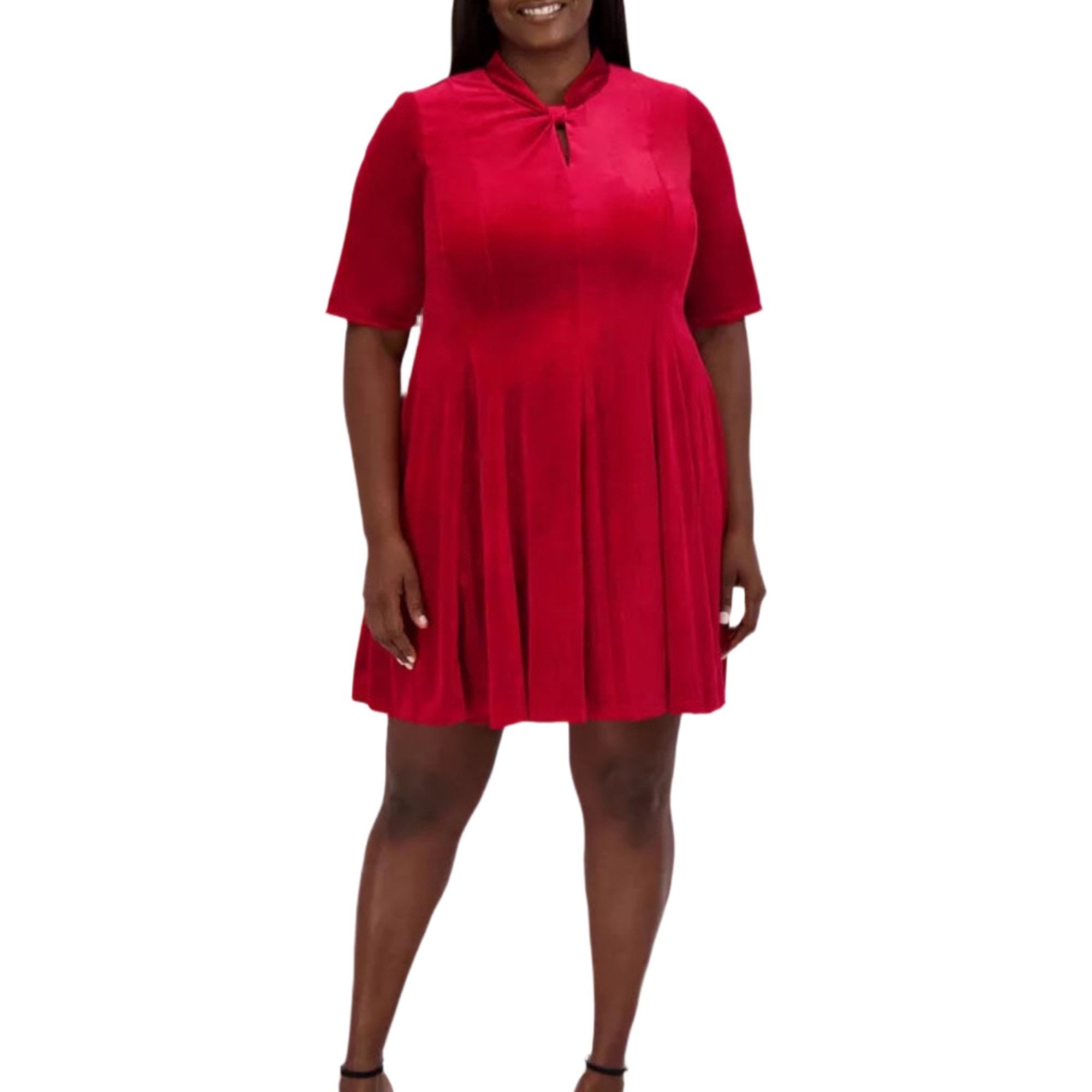 Other NWT Robbie Bee Women’s Plus 1X Red Velvet Mock Neck Dress Sh Size XL / US 12-14 / IT 48-50 - 1 Thumbnail