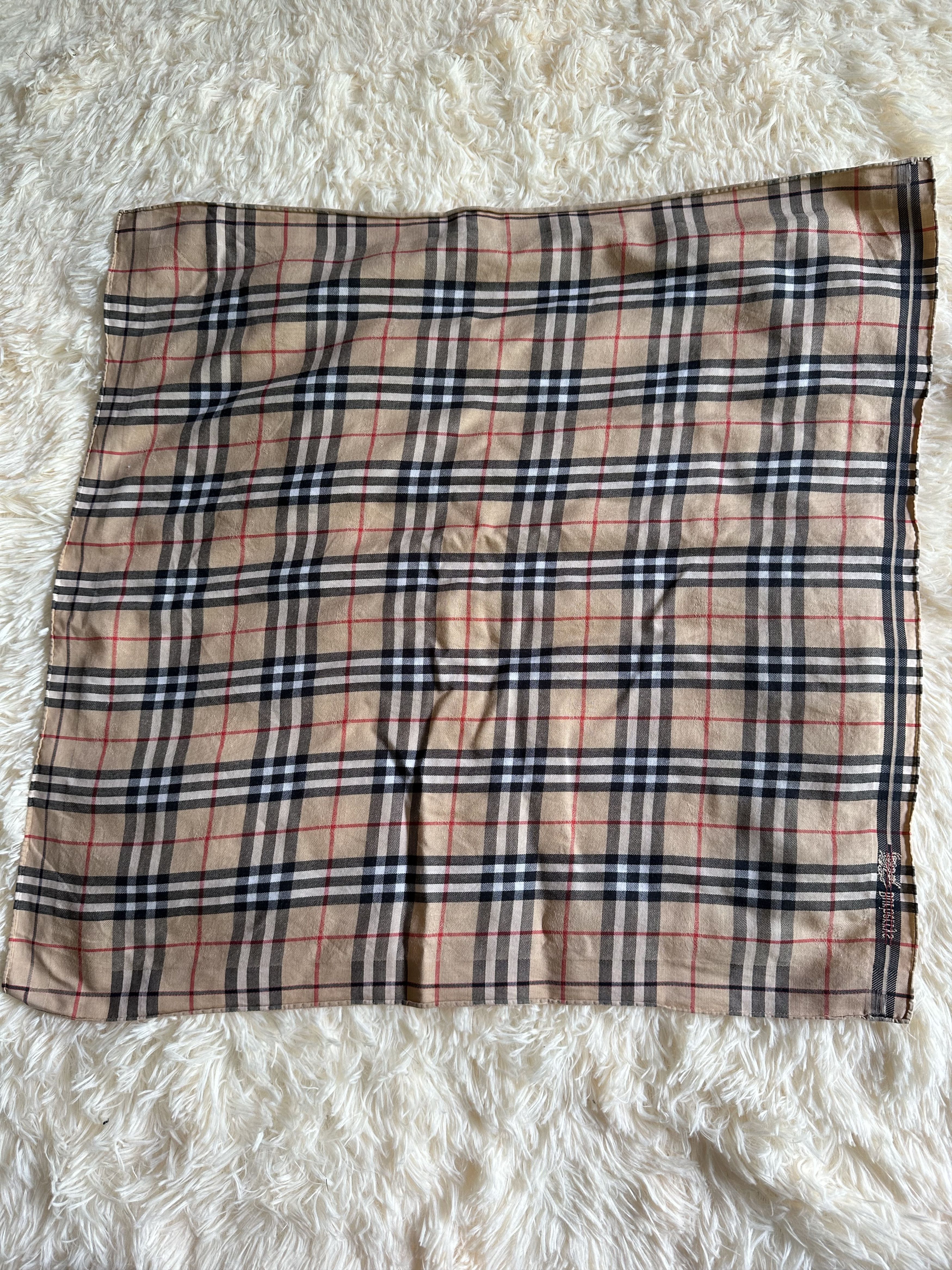 Burberry Vintage Lot Of 2 Handkerchief Burberry Scarf Sil Size ONE SIZE - 6 Thumbnail