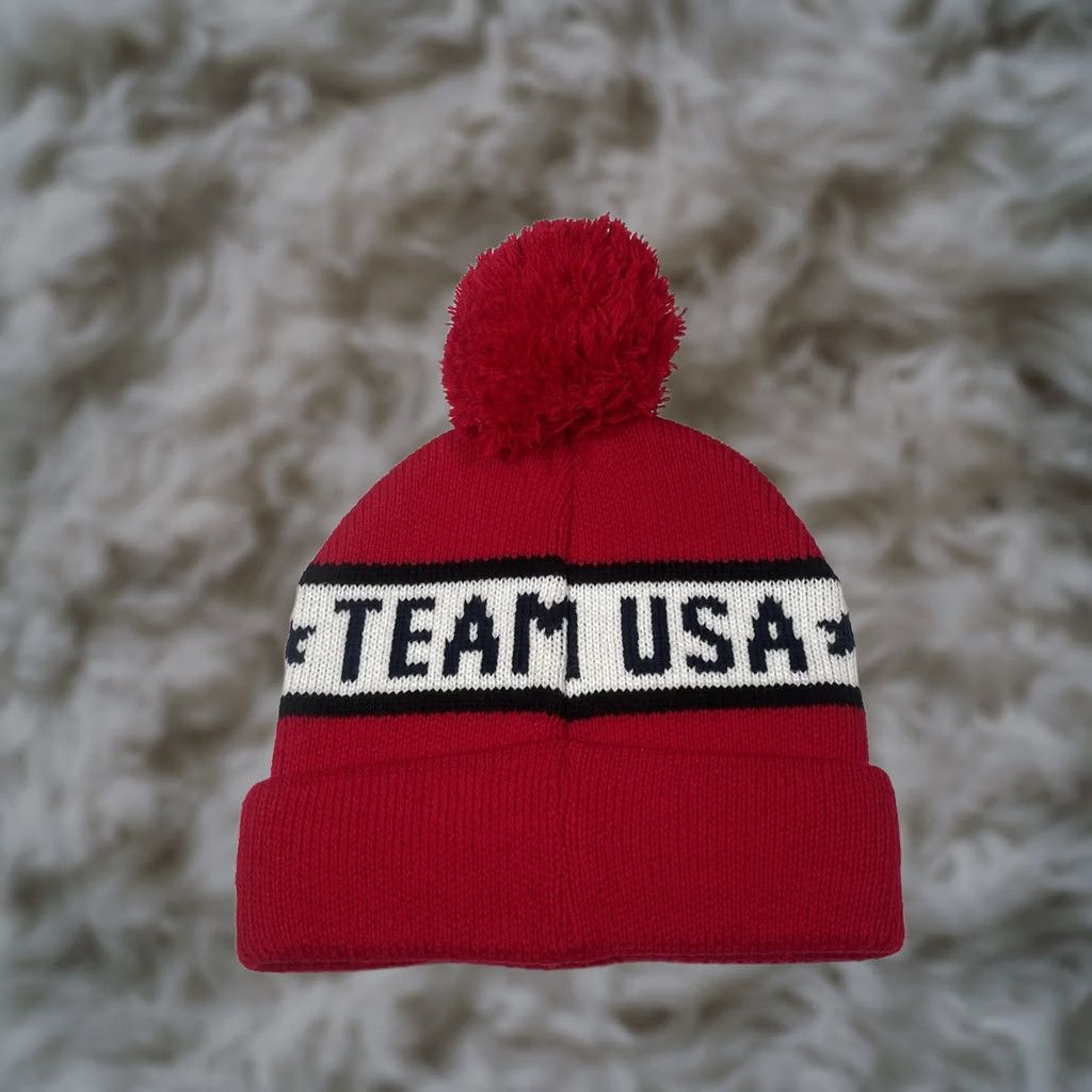 Vintage Unbranded Team USA Beanie Red Adults One Size Striped Winter Hat Cap Size ONE SIZE - 1 Thumbnail