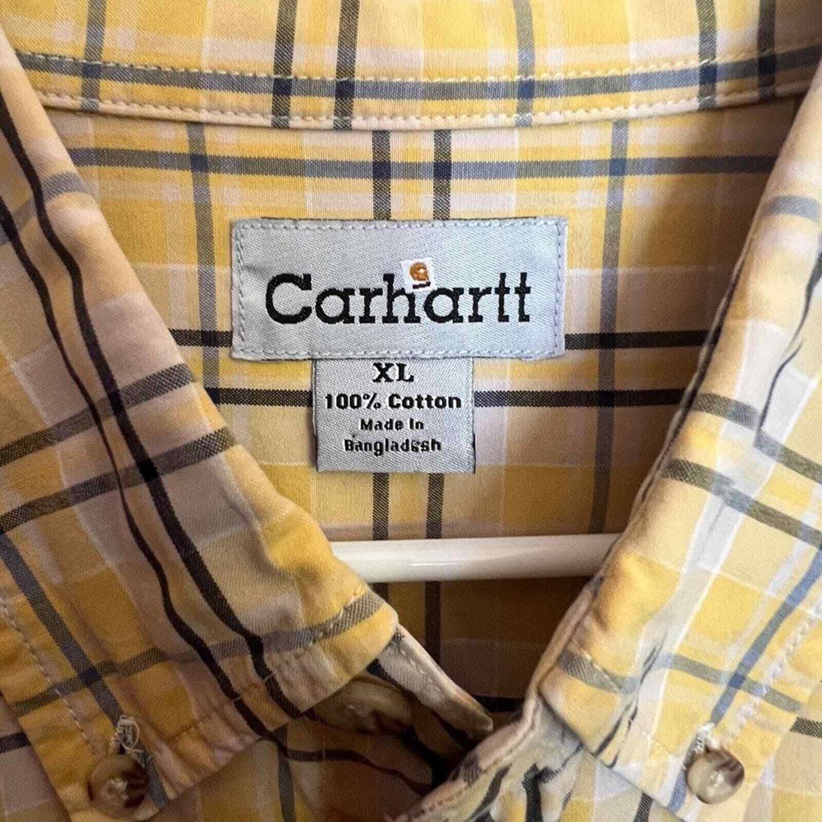 Carhartt Carhartt Mens XL Shirt Button Down Short Sleeve Yellow *FLAW Size US XL / EU 56 / 4 - 2 Thumbnail