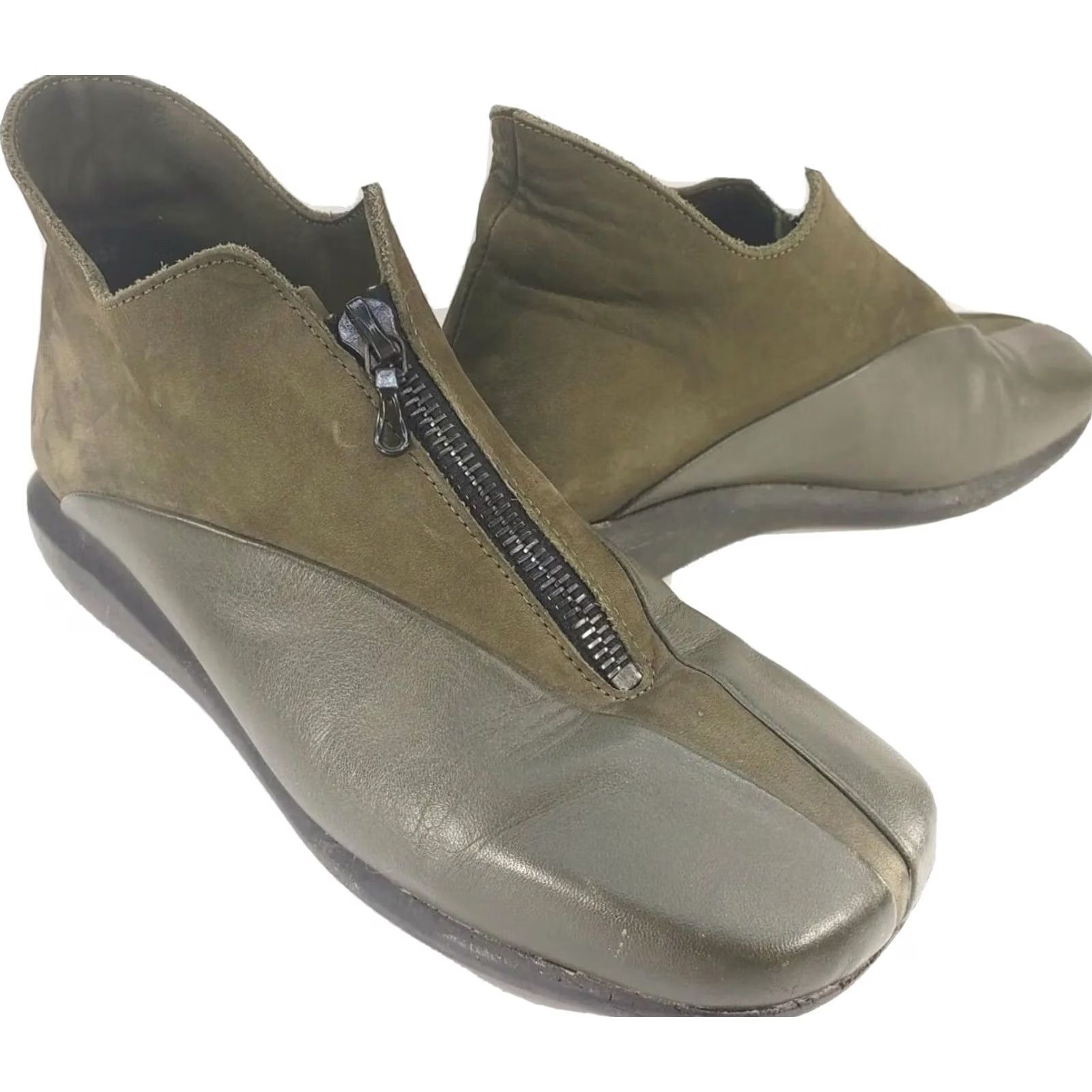 Vintage Arche France Women’s 5-5.5 36E Green Leather & Suede Bootie Ankle Boots Size US 5.5 / IT 35.5 - 2 Thumbnail