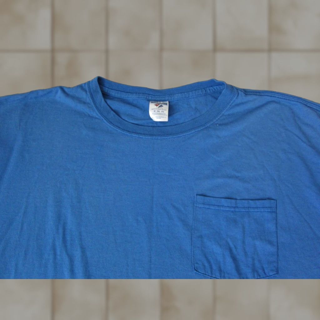 Jerzees VINTAGE Jerzees Shirt Mens 3X Blue T Shirt Casual Blank Tee Crew Neck Short Sleeve Cotton Jersey 70s 80s 90s Classic Men Size US XXL / EU 58 / 5 - 1 Thumbnail