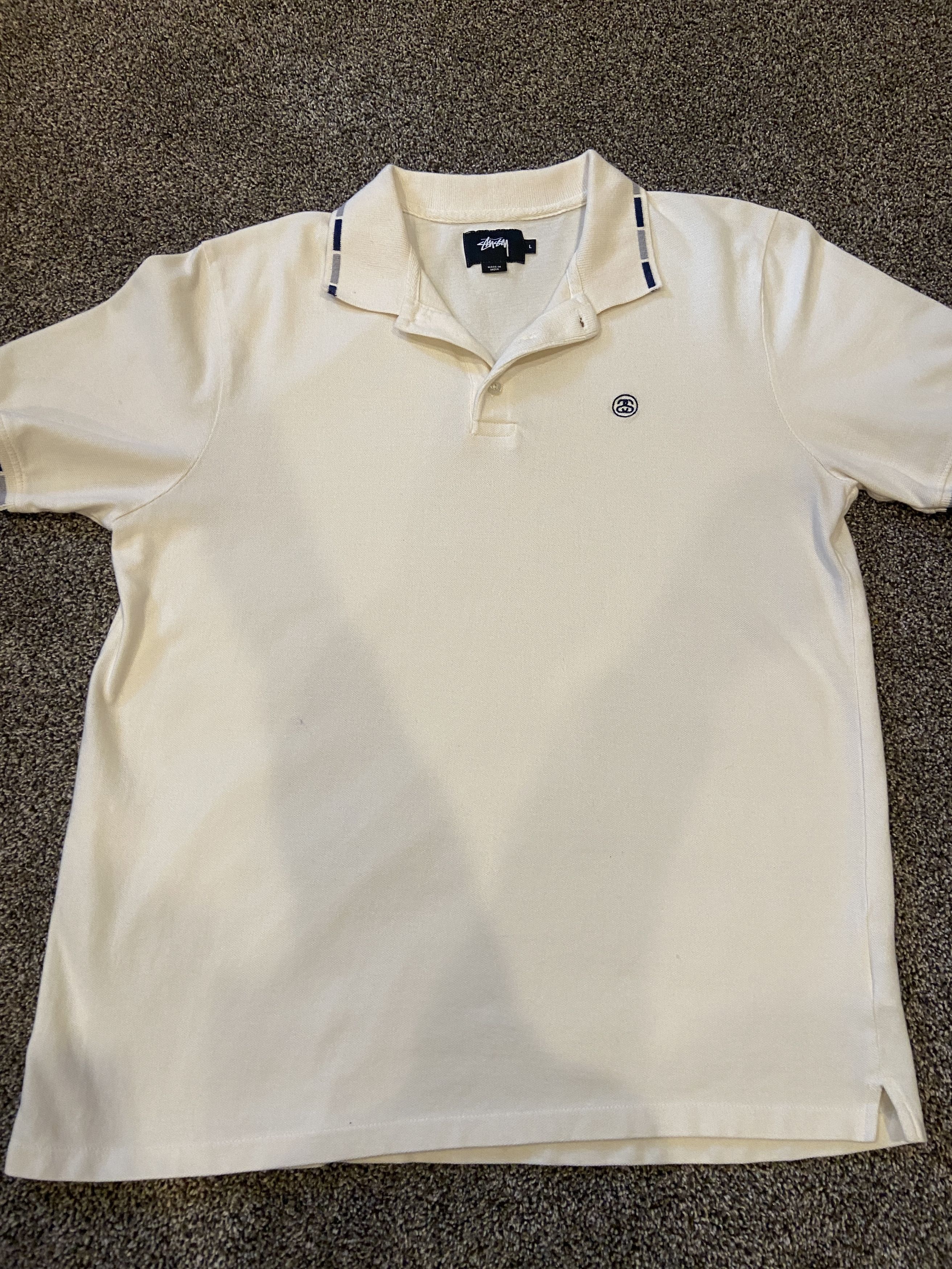 Stussy Stusssy Cream Textured SS Polo Size US L / EU 52-54 / 3 - 1 Thumbnail