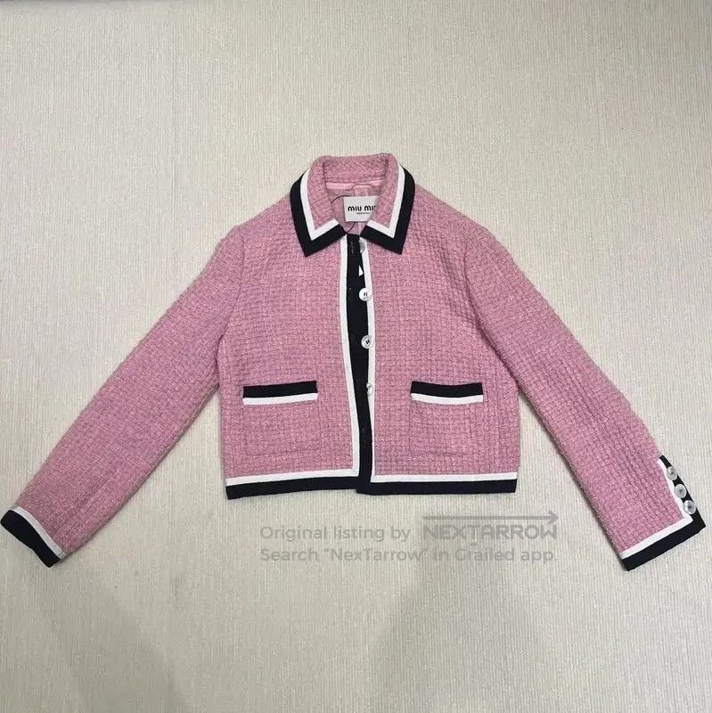 Miu Miu Miu Miu Pink Wool Striped Cropped Coat . Size M / US 6-8 / IT 42-44 - 1 Thumbnail