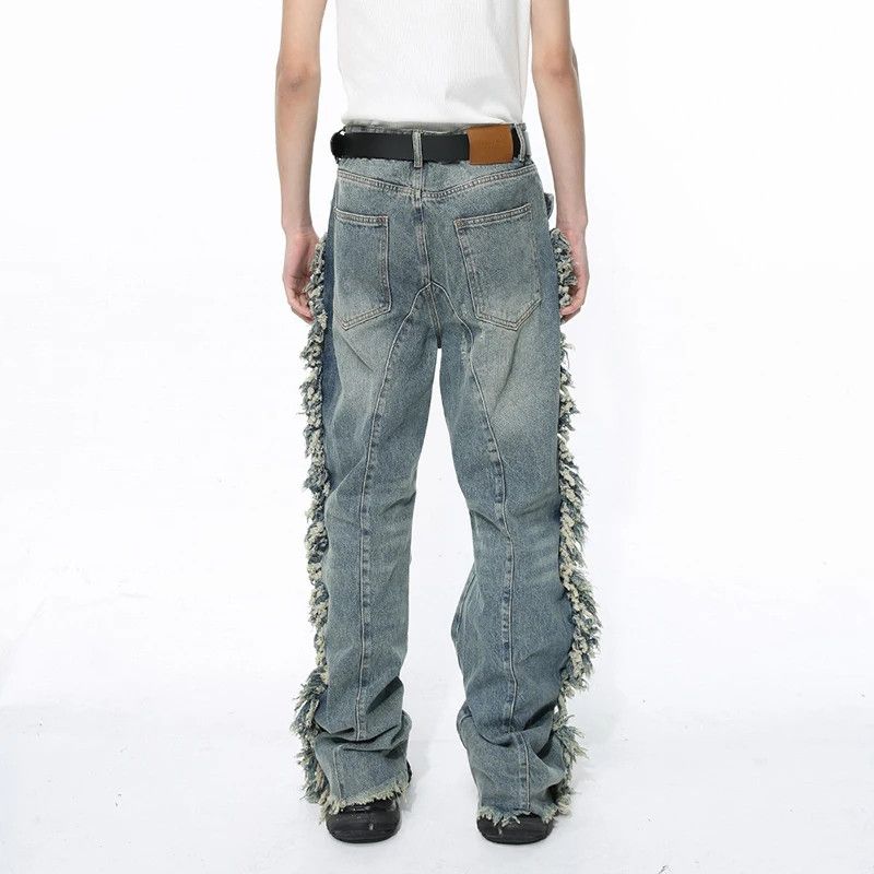 Japanese Brand × Vintage High Street Personalised Ragged Edge Splicing Jeans Size US 31 - 5 Thumbnail