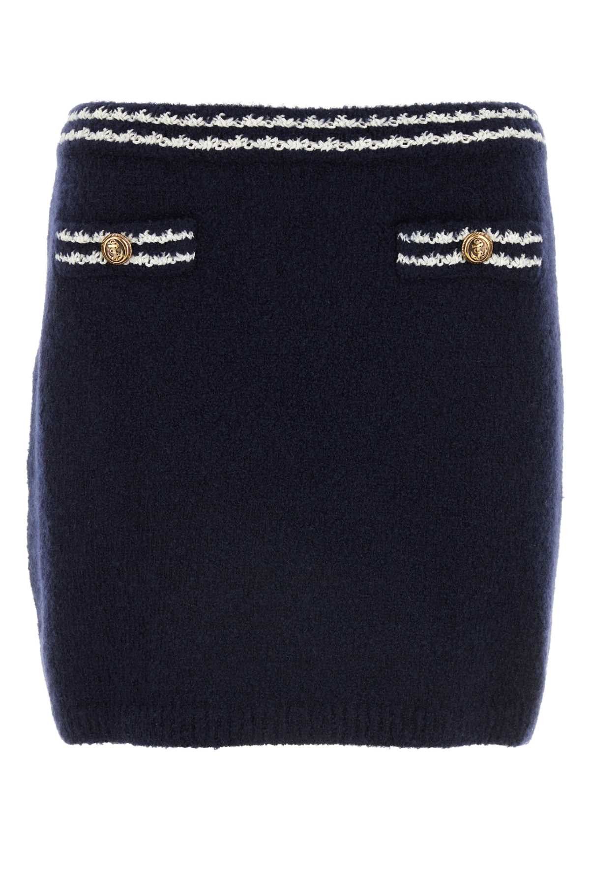 image of Miu Miu Blue Wool Blend Mini Skirt, Women's (Size 30)