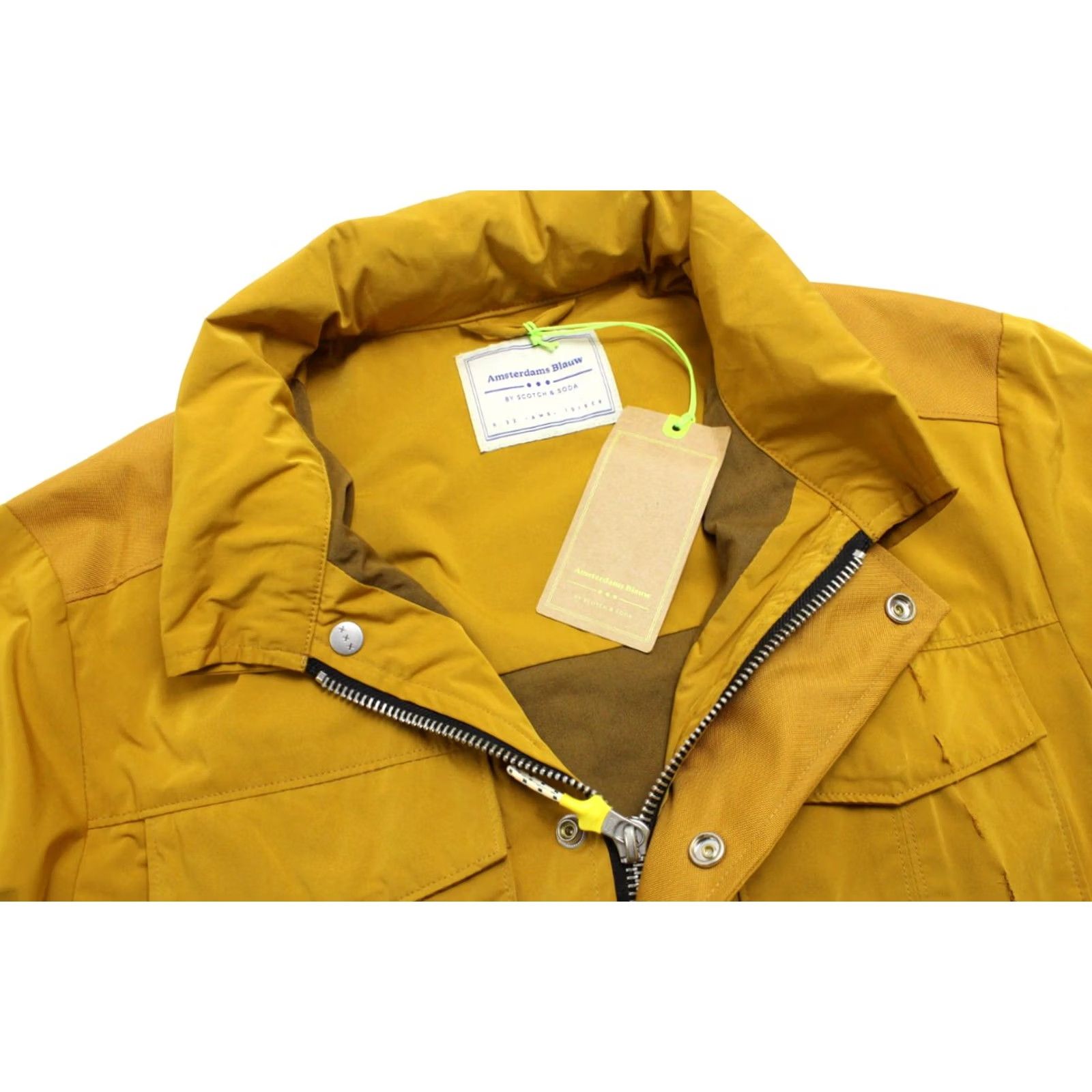 Scotch & Soda SCOTCH & SODA Jacket Men's LARGE Full Zip Hidden Hood Drawstring Waist Mustard Regular Size Mens Size US L / EU 52-54 / 3 - 4 Thumbnail