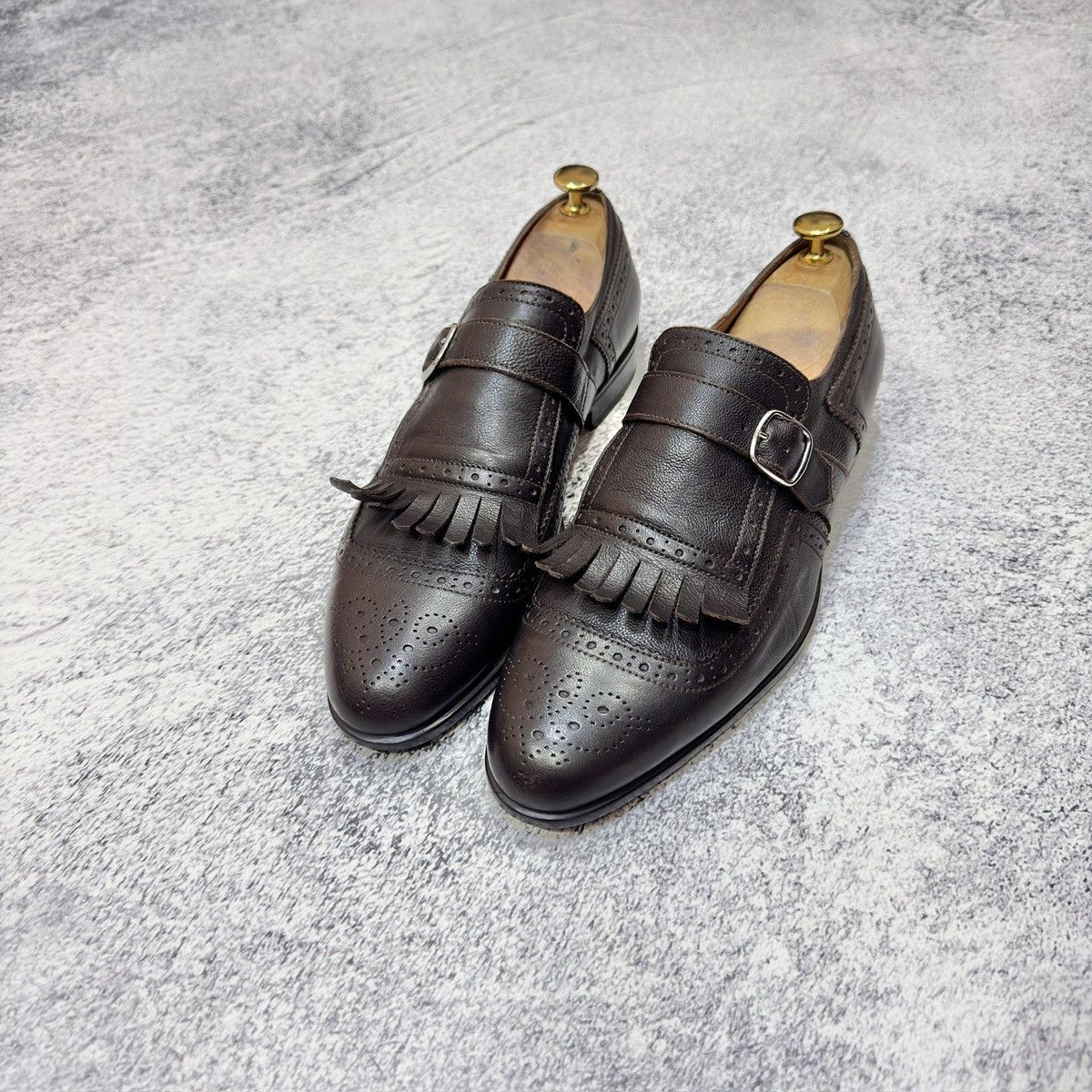 Doucal's × Handmade Doucal’s Italy Dark Brown Monk Shoes US9 UK8 EU42 27cm Size US 9 / EU 42 - 2 Thumbnail
