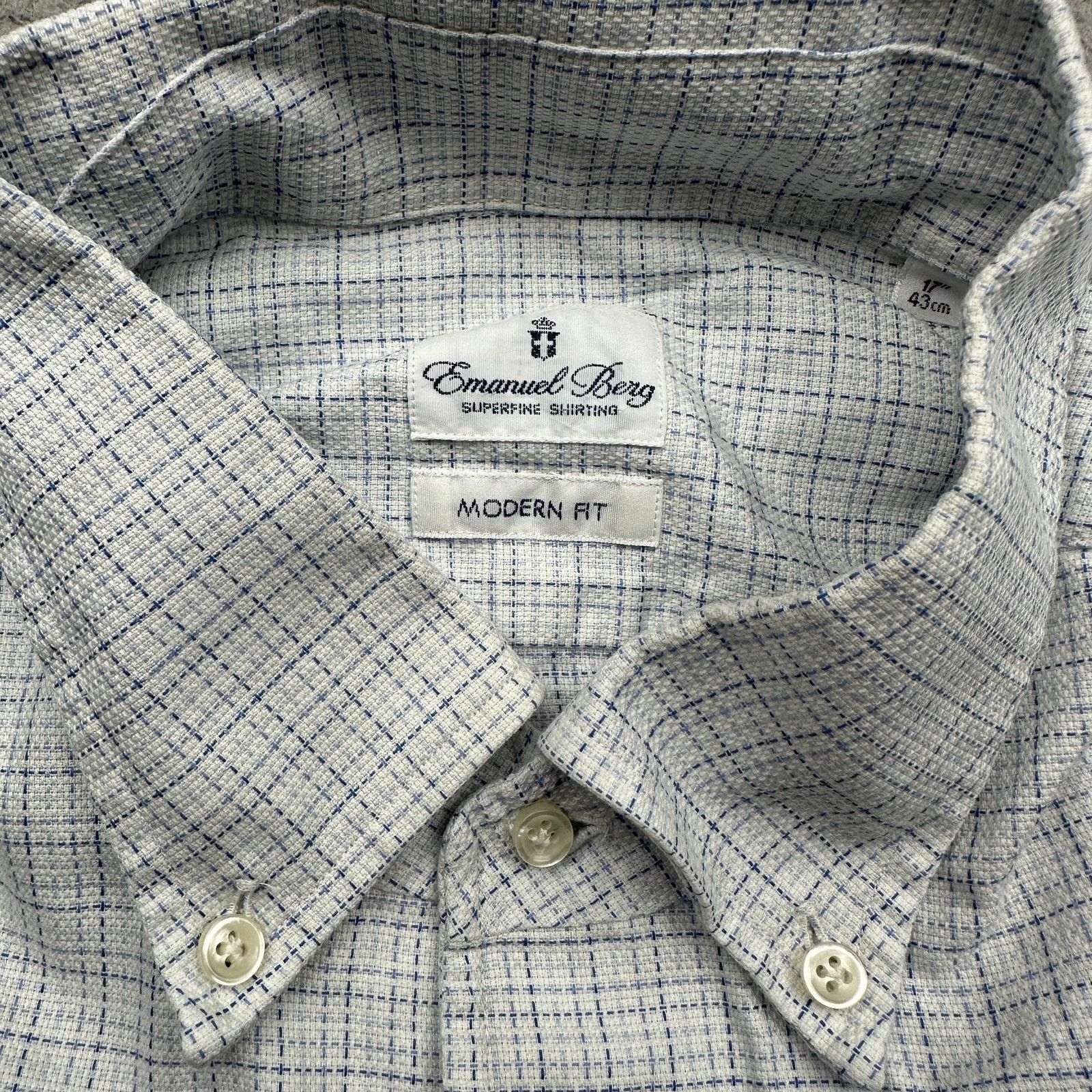Other Emanuel Berg Modern Fit Graph Check Button Shirt Mens 17 XL Size US XL / EU 56 / 4 - 3 Thumbnail