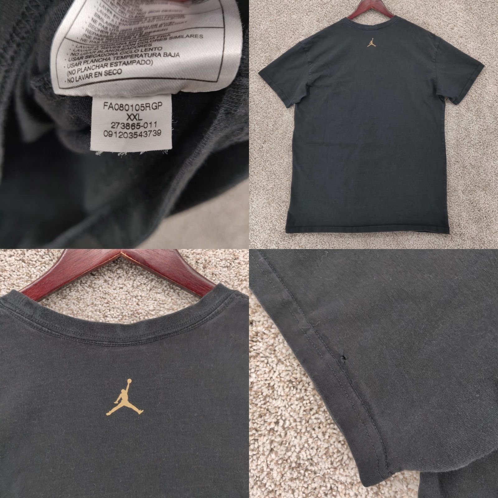 Jordan Brand Air Jordan T-shirt Men 2XL Black Short Sleeve Rhinestone Logo NBA Basketball Size US XXL / EU 58 / 5 - 8 Thumbnail