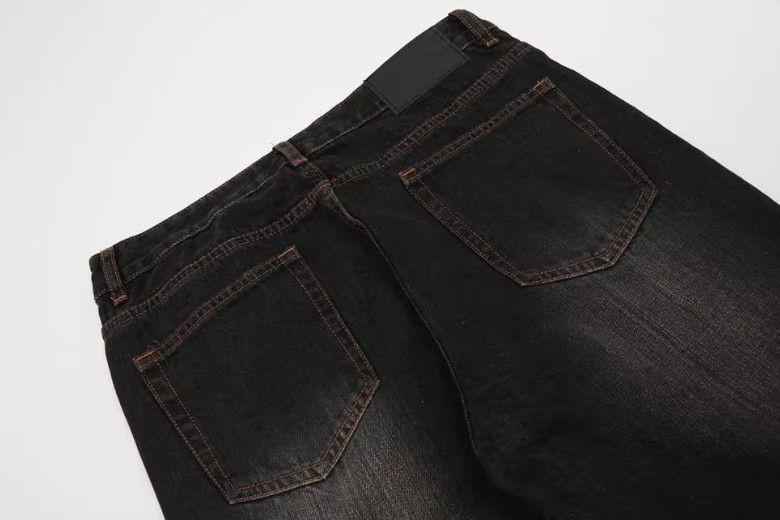 Japanese Brand Men's hippie loose color-blocked washed flared jeans Size US 32 / EU 48 - 5 Thumbnail
