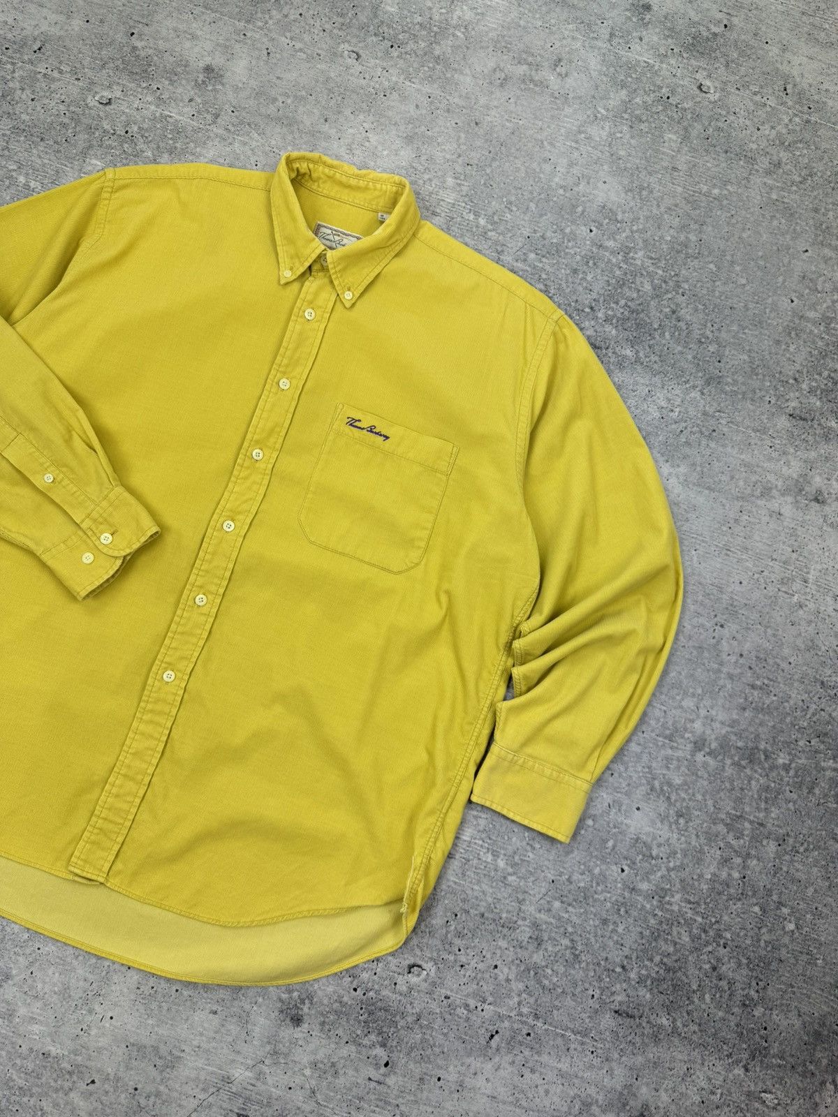 Burberry Vintage Thomas Burberry Logo Casual Yellow Button Up Shirt L Size US L / EU 52-54 / 3 - 3 Thumbnail