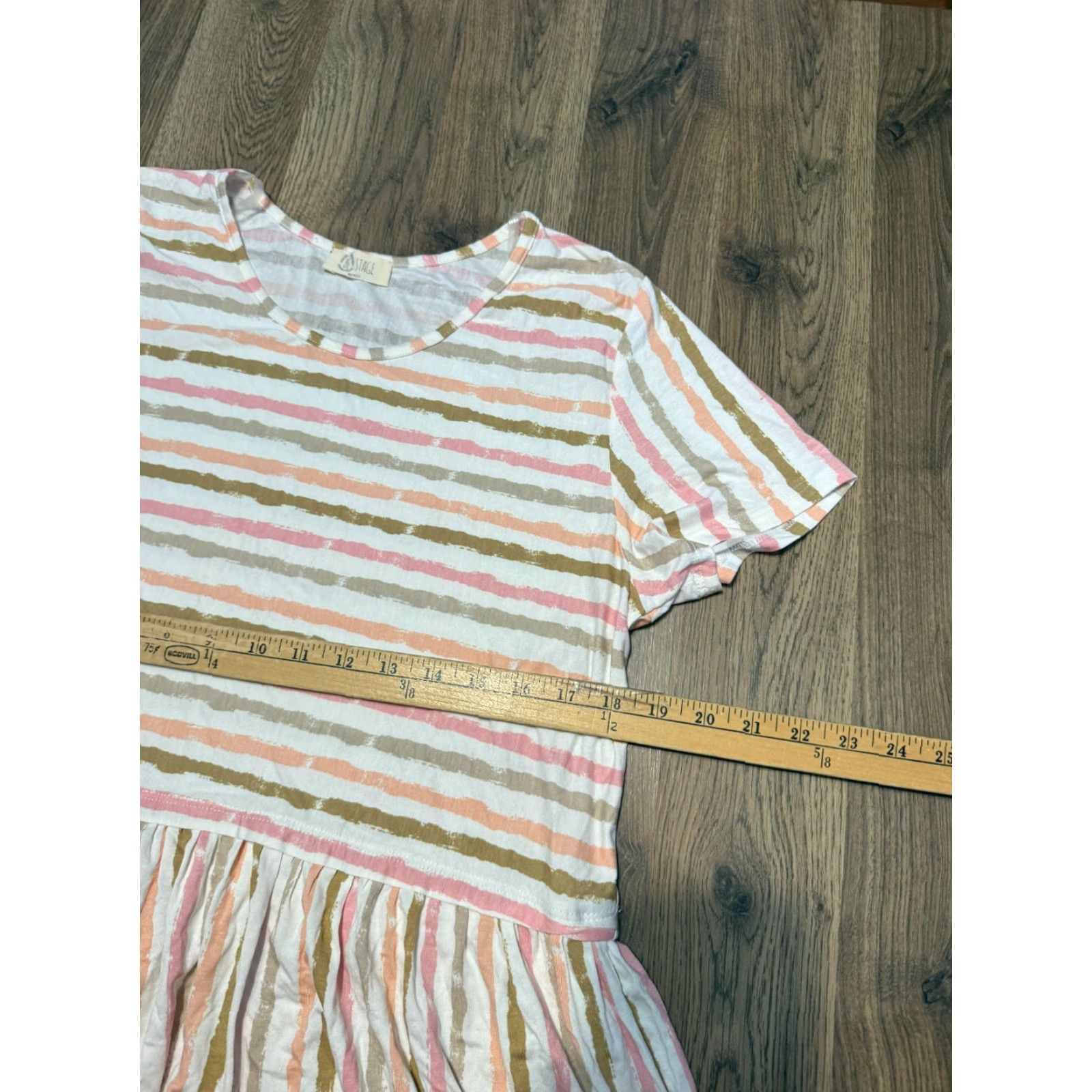 Vintage Be Stage Dress Women XL Peach Tan Short Sleeve Lightweight Sundress Size 40" / US 18 - 7 Thumbnail