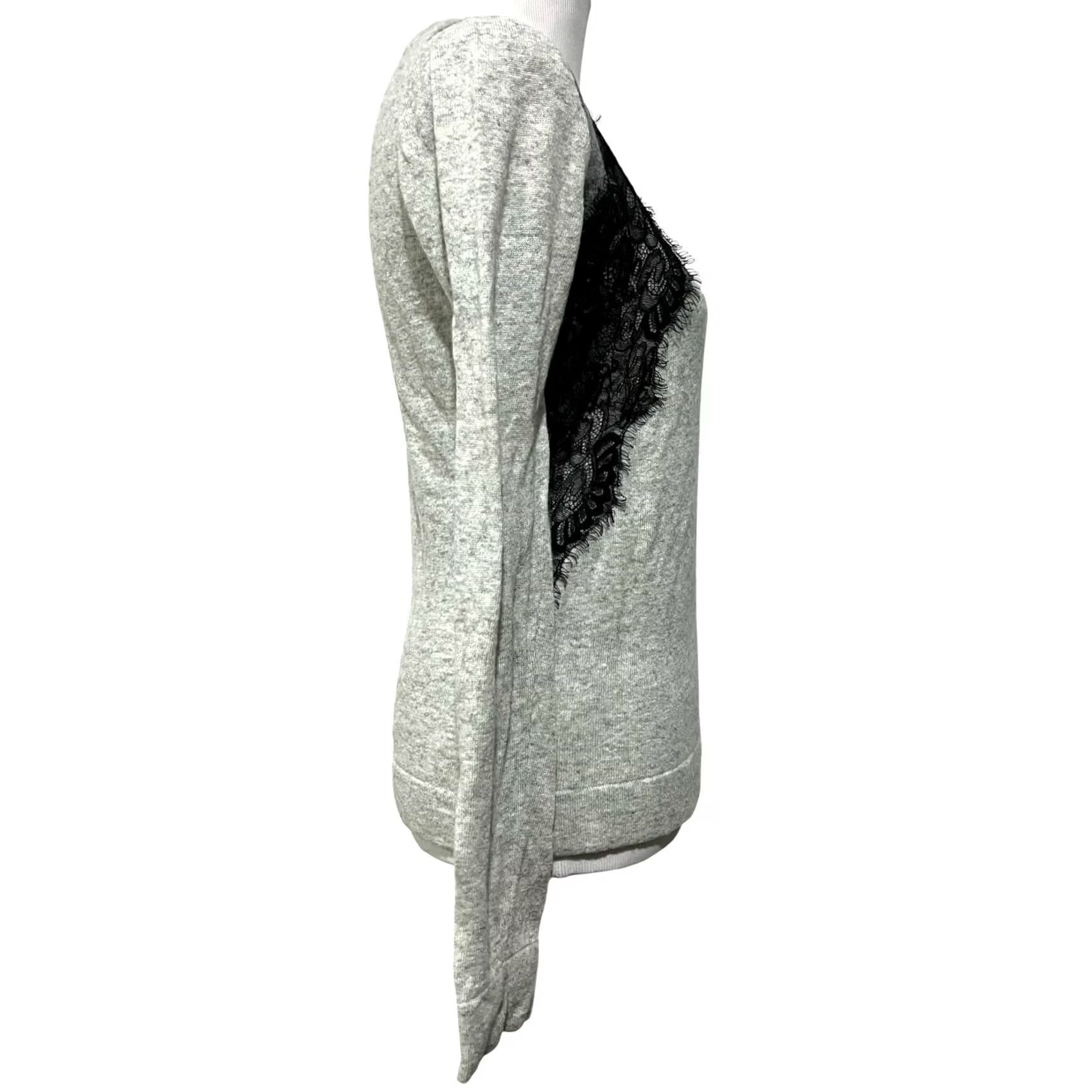 J.Crew J.Crew Gray Wool Blend Black Lace Color block Crew Neck Sweater Women’s Sz Small - Mens/Womens? Size S / US 4 / IT 40 - 5 Thumbnail
