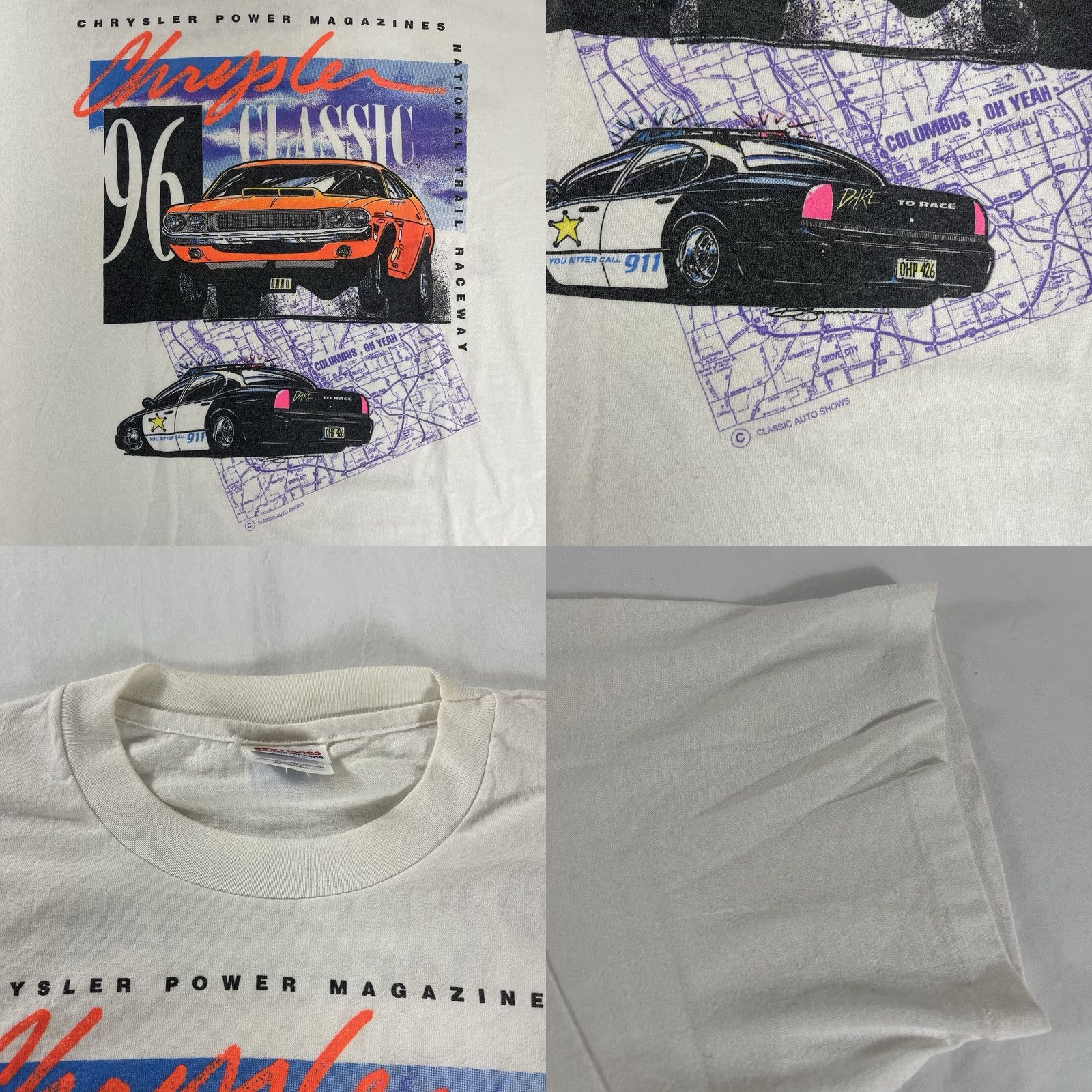 Hanes VINTAGE Hanes T-Shirt Men L White 1990s Classic Graphic 90s Chrysler MOPAR Dodge Single Stitch Cotton Blend Polyester Blend Graphic Print Shirt Mens Size US L / EU 52-54 / 3 - 8 Thumbnail