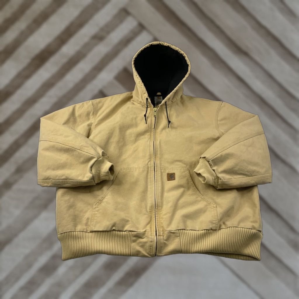 Carhartt VINTAGE Carhartt Jacket Mens Sandstone Hooded J130 Wet 3XL Lined Duck Canvas Shirt Kit Size US XXL / EU 58 / 5 - 1 Thumbnail