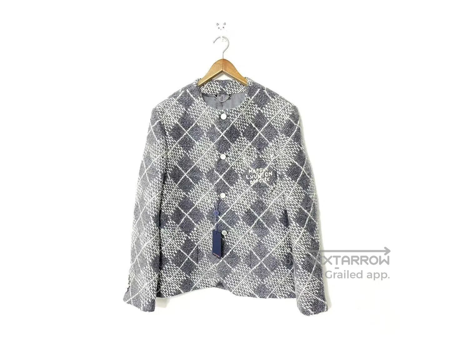 Louis Vuitton Louis Vuitton Gray Diamond Tweed Wool Jacket. Size US L / EU 52-54 / 3 - 1 Thumbnail