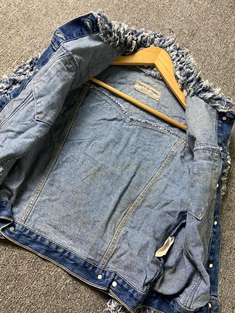 Japanese Brand Simon Chang Brand Denim Jacket with Shaggy Sleeves (184) Size XS / US 0-2 / IT 36-38 - 5 Thumbnail