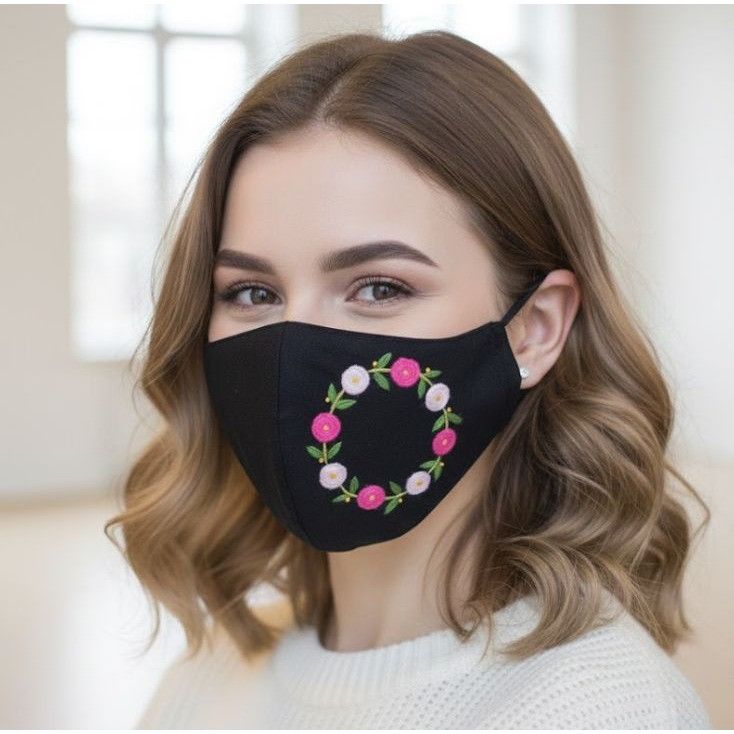 Other New Floral Cloth Face Mask Embroidered Flowers Reusable Brea Size ONE SIZE - 1 Thumbnail