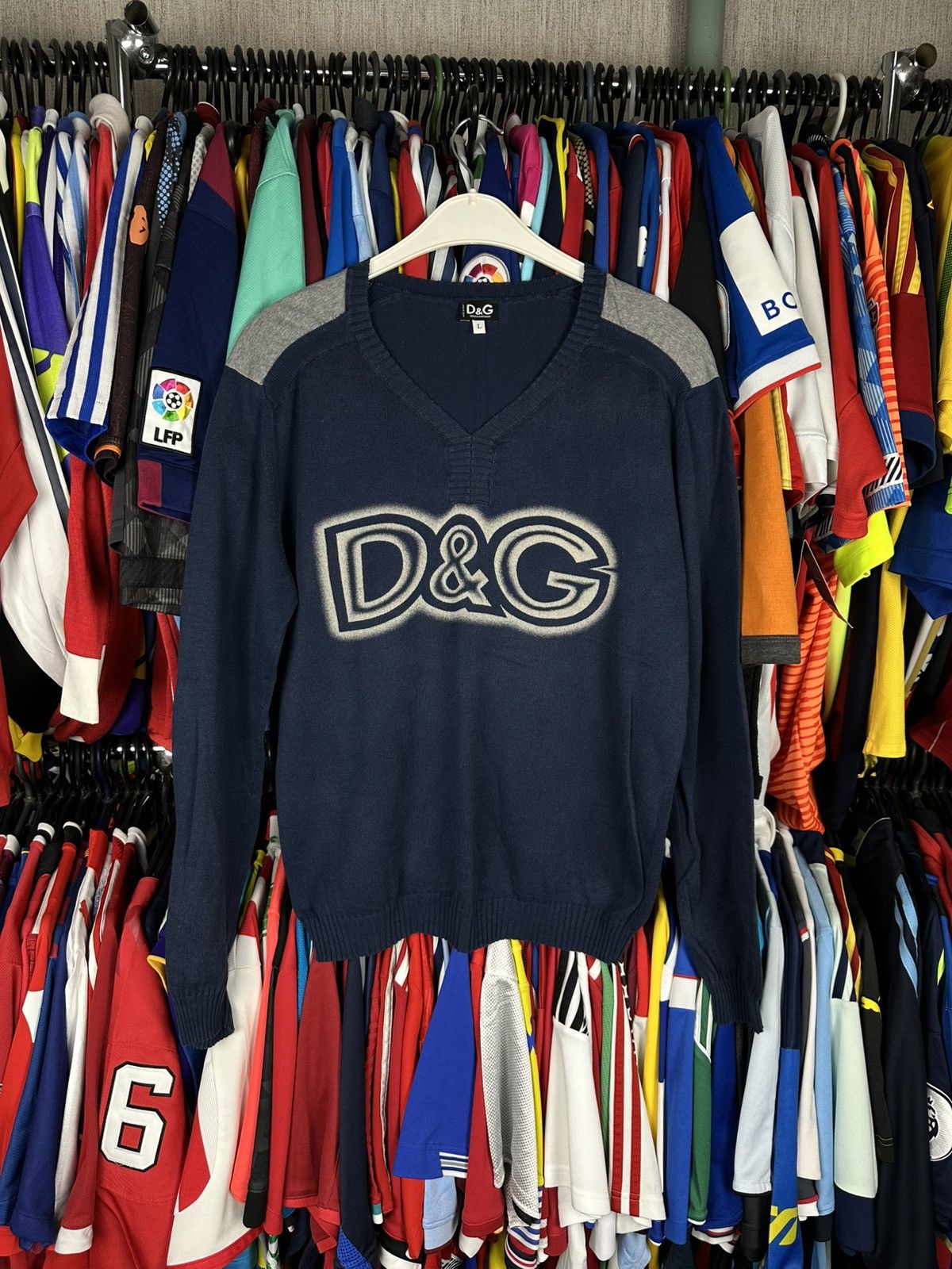 Dolce & Gabbana Dolce & Gabbana Logo Knit Sweater Navy Size L Vintage D&G Size US L / EU 52-54 / 3 - 1 Thumbnail