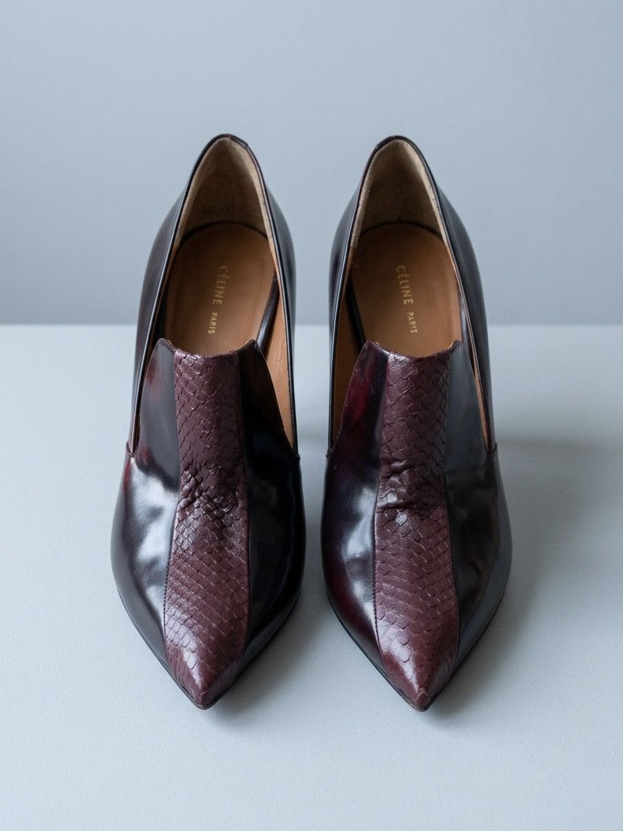 Celine Céline archive heels in pelle bordeaux e pitone. Size US 10 / IT 40 - 2 Thumbnail