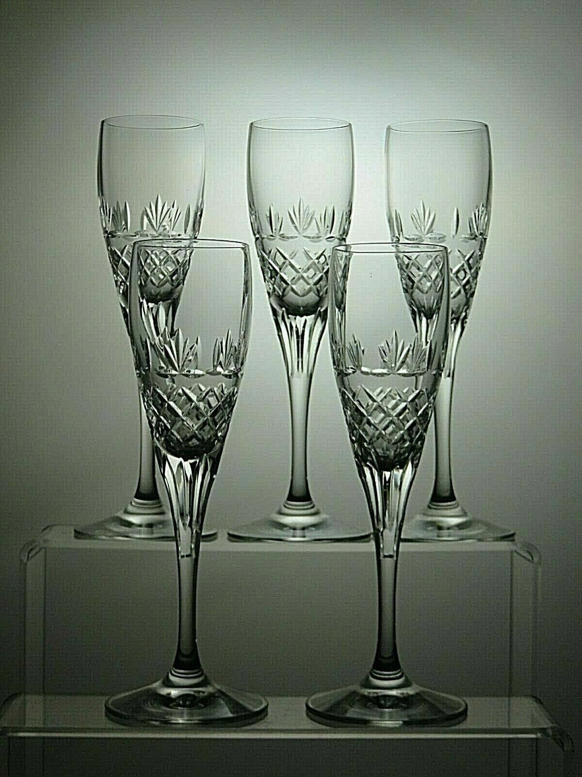 The Unbranded Brand Lead Crystal Cut Glass Set Of 5 Sherry Glasses 7 1/8" Size ONE SIZE - 2 Thumbnail