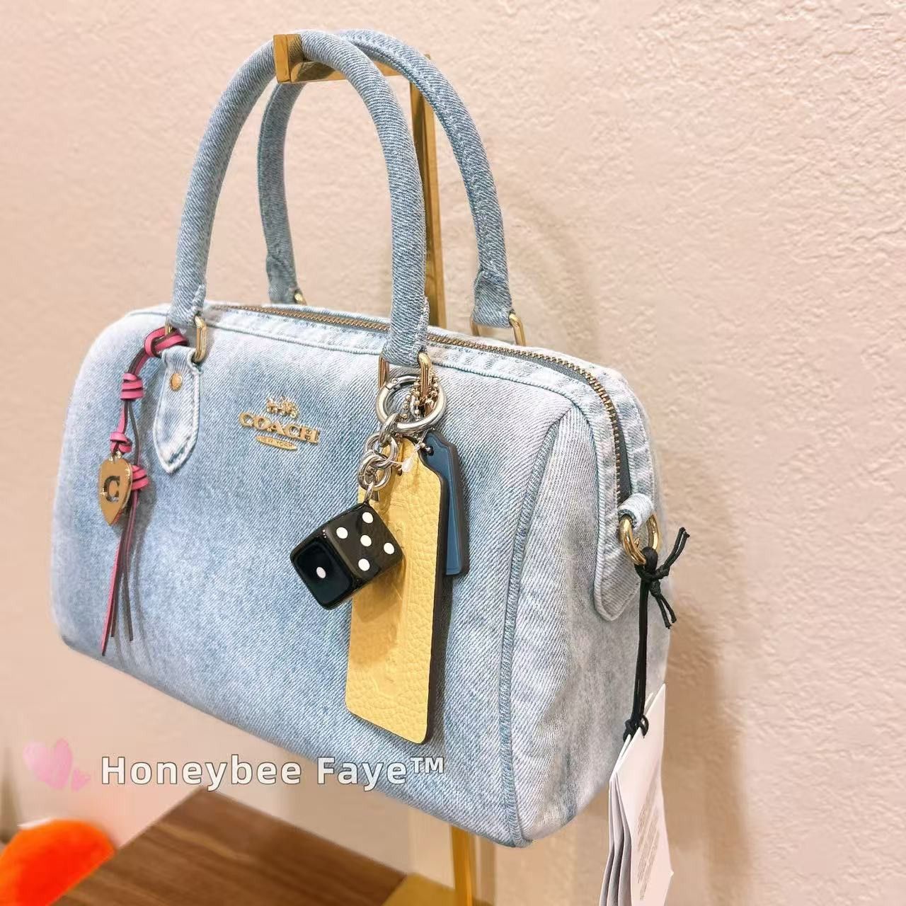 Coach Rowan Satchel Bag In Loved Denim With Charms CDY74 Size ONE SIZE - 3 Thumbnail