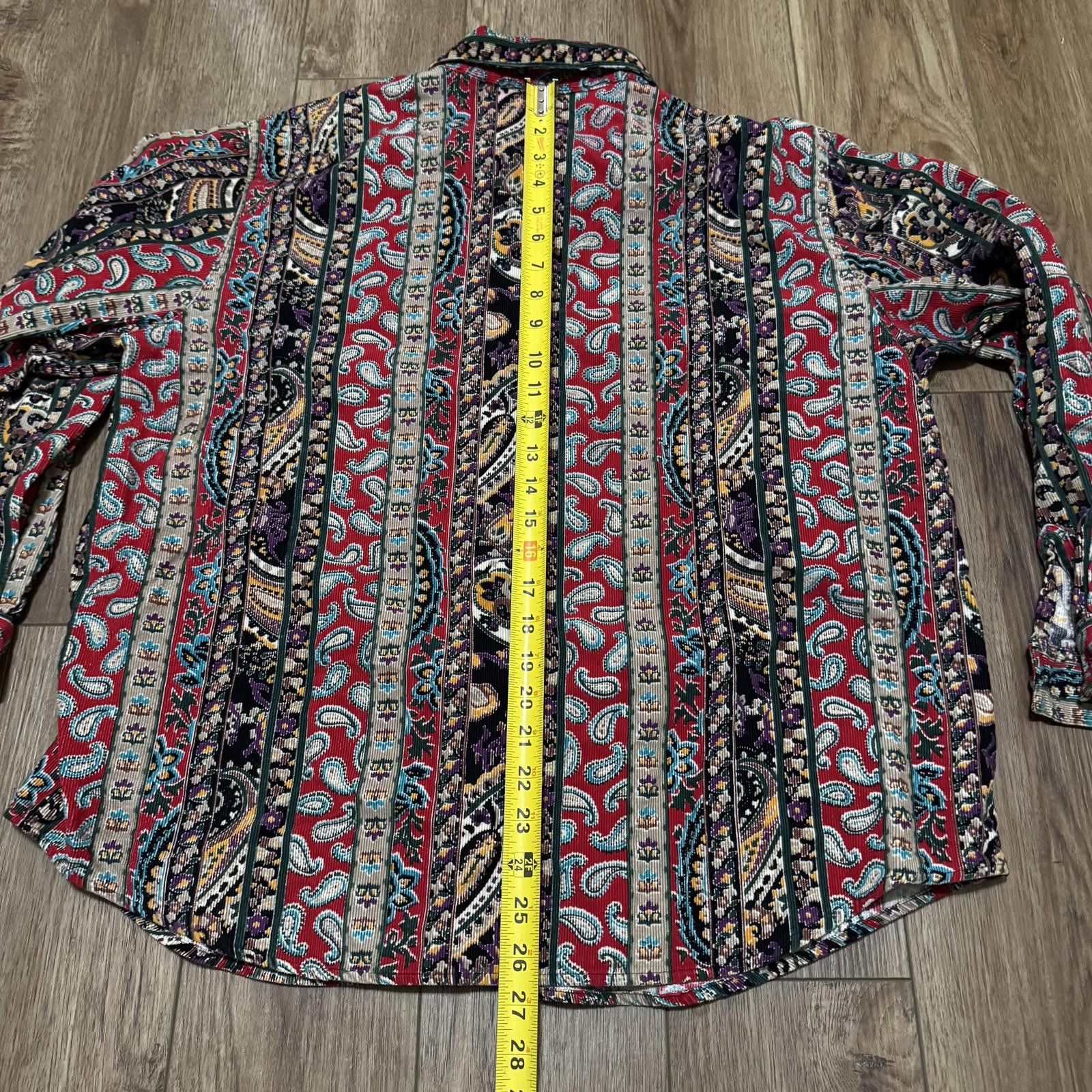Other Vintage 90s Corduroy Paisley Art Button Shirt CM Company Size XL / US 12-14 / IT 48-50 - 6 Thumbnail