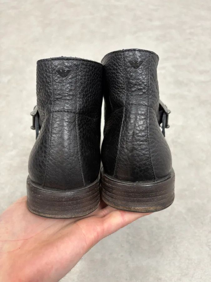 Emporio Armani 2010s Emporio Armani Black Buckle Leather Grained Boots Size US 6 / EU 39 - 7 Thumbnail