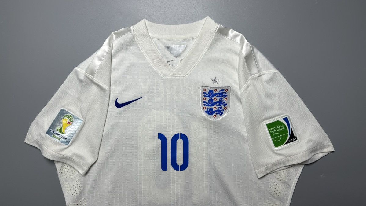 Vintage ENGLAND NIKE 2014 WORLD CUP FOOTBALL HOME JERSEY #10 ROONEY Size US XXL / EU 58 / 5 - 3 Thumbnail