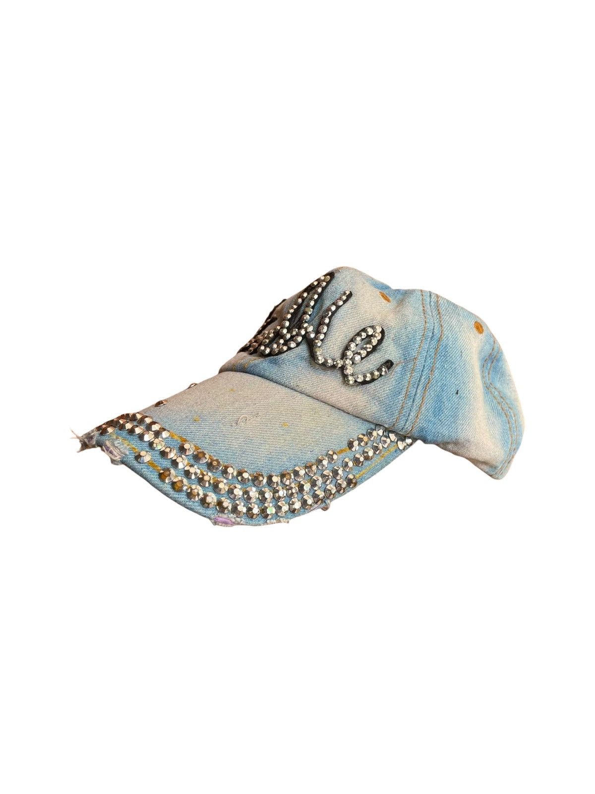 Japanese Brand Distressed Studded Sun Faded Katsuragi Barbie CAP Denim Hat Size ONE SIZE - 2 Thumbnail