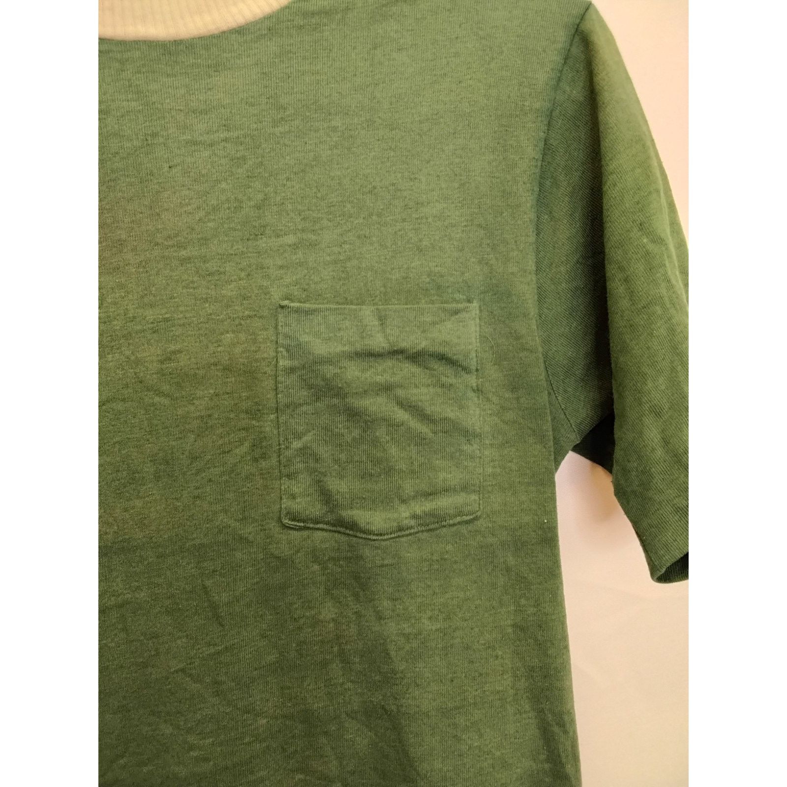 Handmade One Pocket Cotton T-Shirt Men's S Green VTG 1950s Small Hole Size US S / EU 44-46 / 1 - 4 Thumbnail