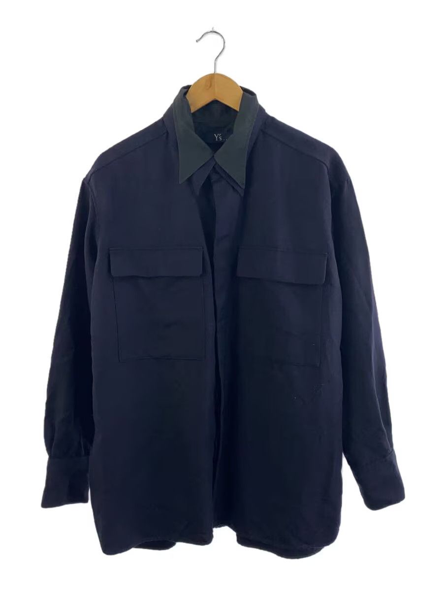 Y’s for men shirts wool L / S shirt Yohji Yamamoto yohji yamamoto pour homme Y's wool/navy long
