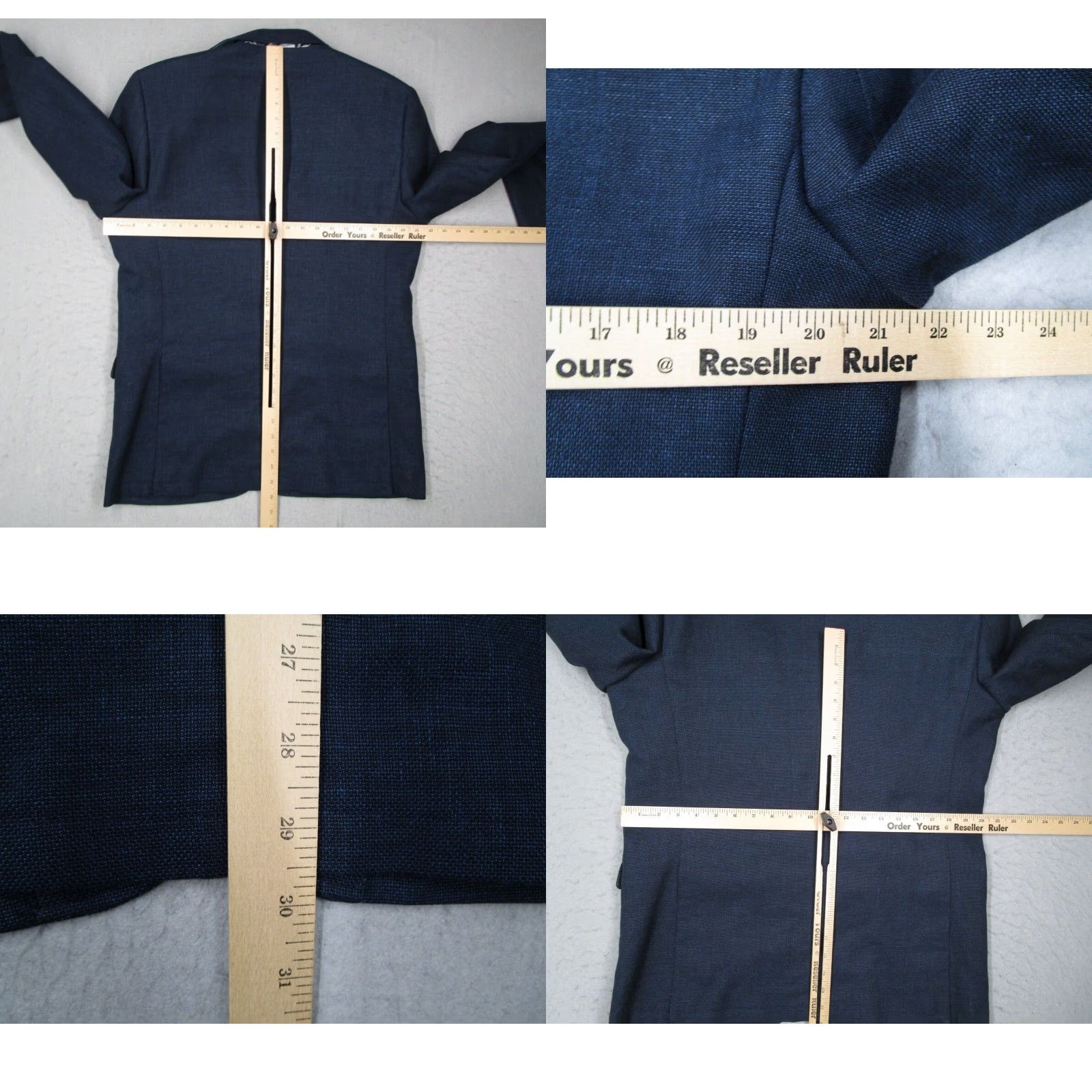 Vintage Marc Martin Jacket Mens 40 Tall Blue Linen Blend 2 Button Blazer Double Vented Size 40R - 8 Thumbnail