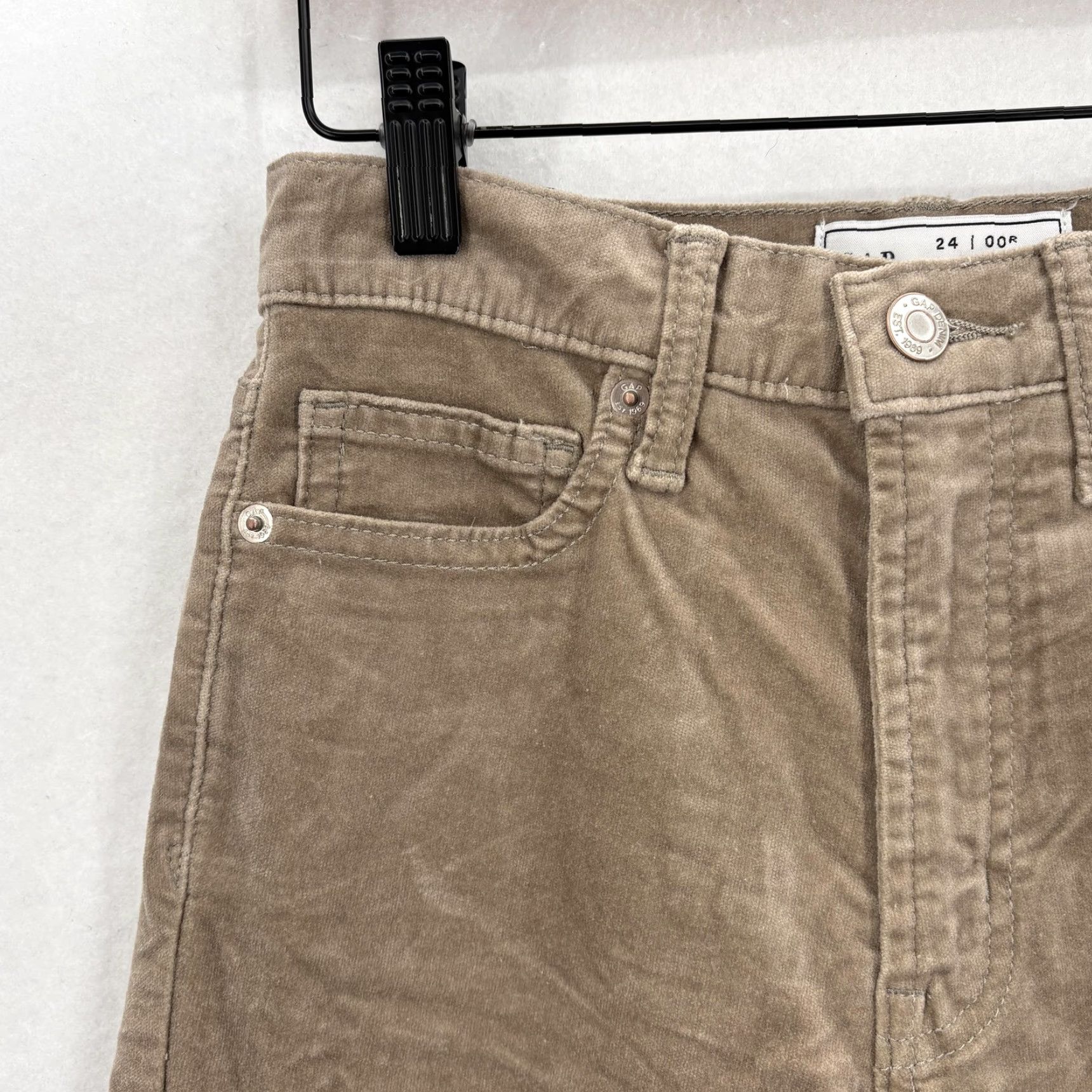 Gap VINTAGE Gap Pants Womens 00 Slim High Rise Beige Flannel Tapered Pocketed Stretch Size 24" / US 00 / IT 34 - 3 Thumbnail