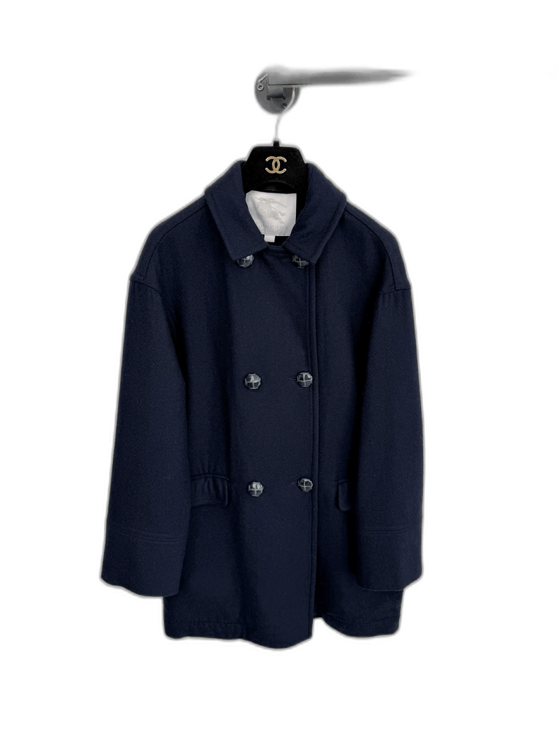 Burberry Burberry Wool Coat in Navy Blue Size L / US 10 / IT 46 - 1 Thumbnail