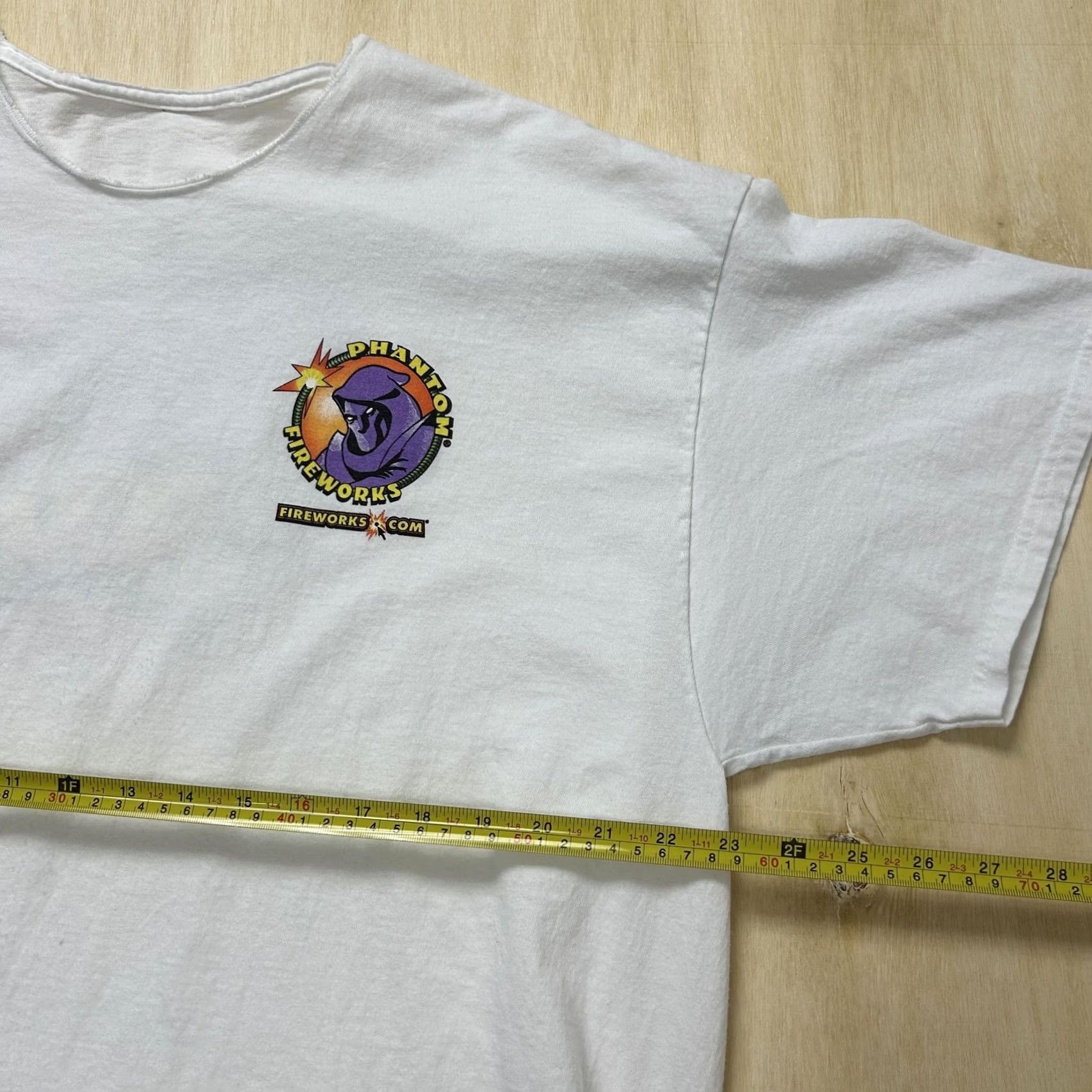 Vintage Phantom Fireworks Shirt Mens XL White Red White & Boom! Patriotic Tee T-Shirt Size US XL / EU 56 / 4 - 4 Thumbnail