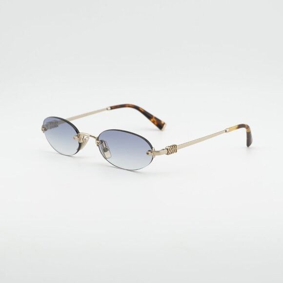 Miu Miu Miu Miu MUA54S ZVN80O Sunglasses Pale Gold Oval Frame Size ONE SIZE - 1 Thumbnail